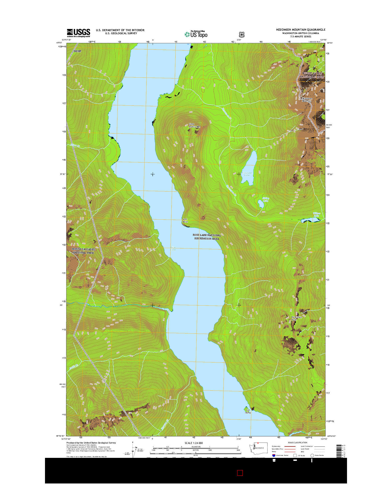 USGS US TOPO 7.5-MINUTE MAP FOR HOZOMEEN MOUNTAIN, WA-BC 2017