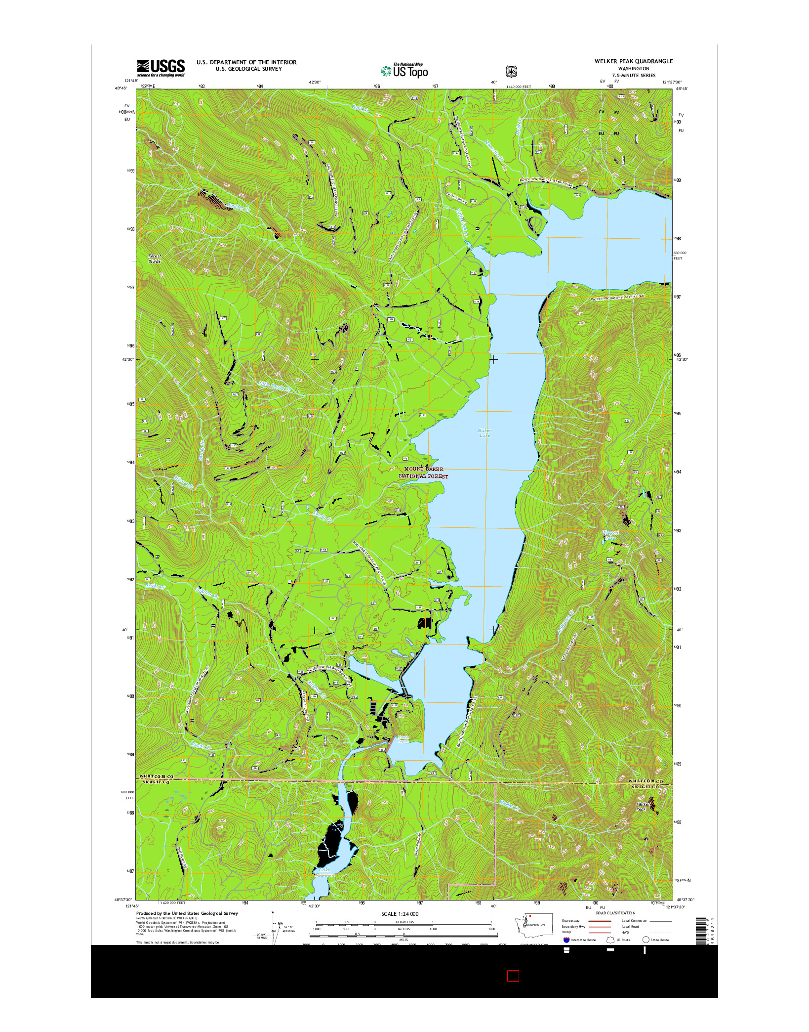 USGS US TOPO 7.5-MINUTE MAP FOR WELKER PEAK, WA 2017