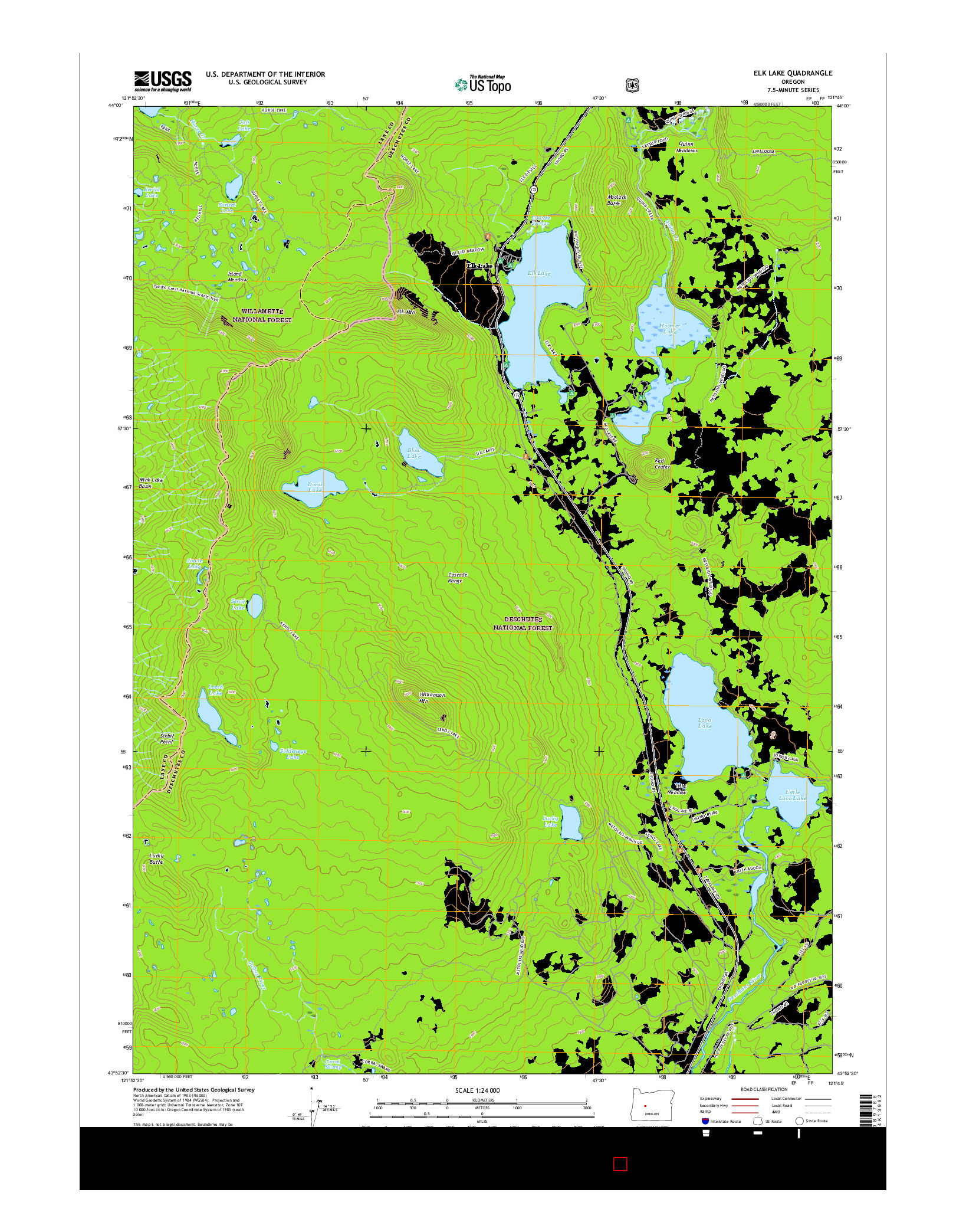 USGS US TOPO 7.5-MINUTE MAP FOR ELK LAKE, OR 2017