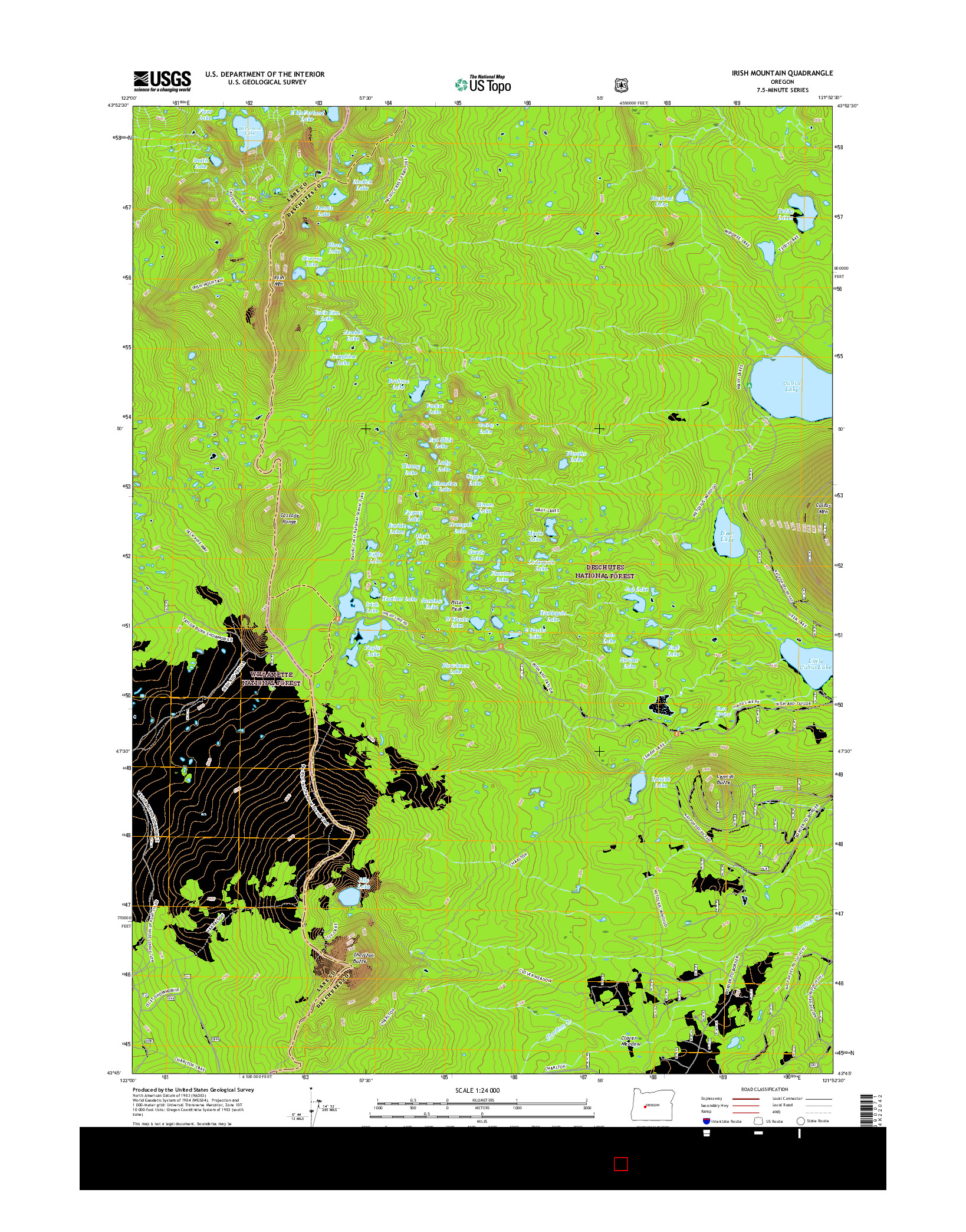 USGS US TOPO 7.5-MINUTE MAP FOR IRISH MOUNTAIN, OR 2017