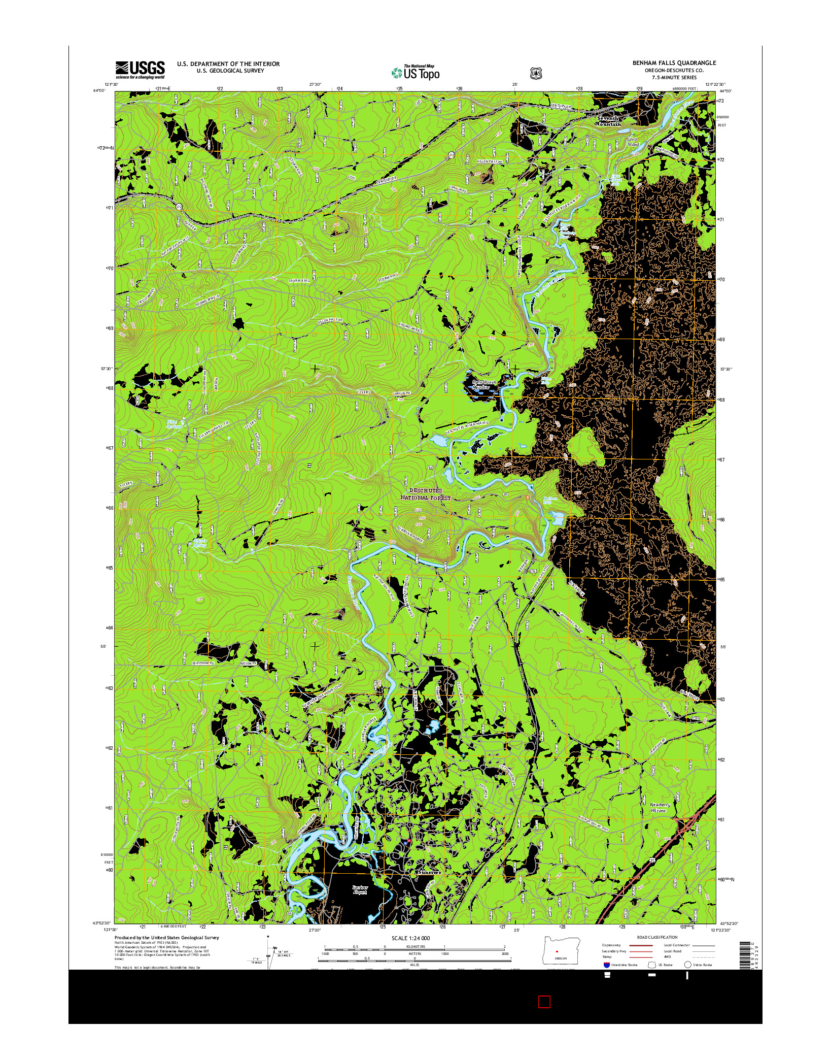 USGS US TOPO 7.5-MINUTE MAP FOR BENHAM FALLS, OR 2017