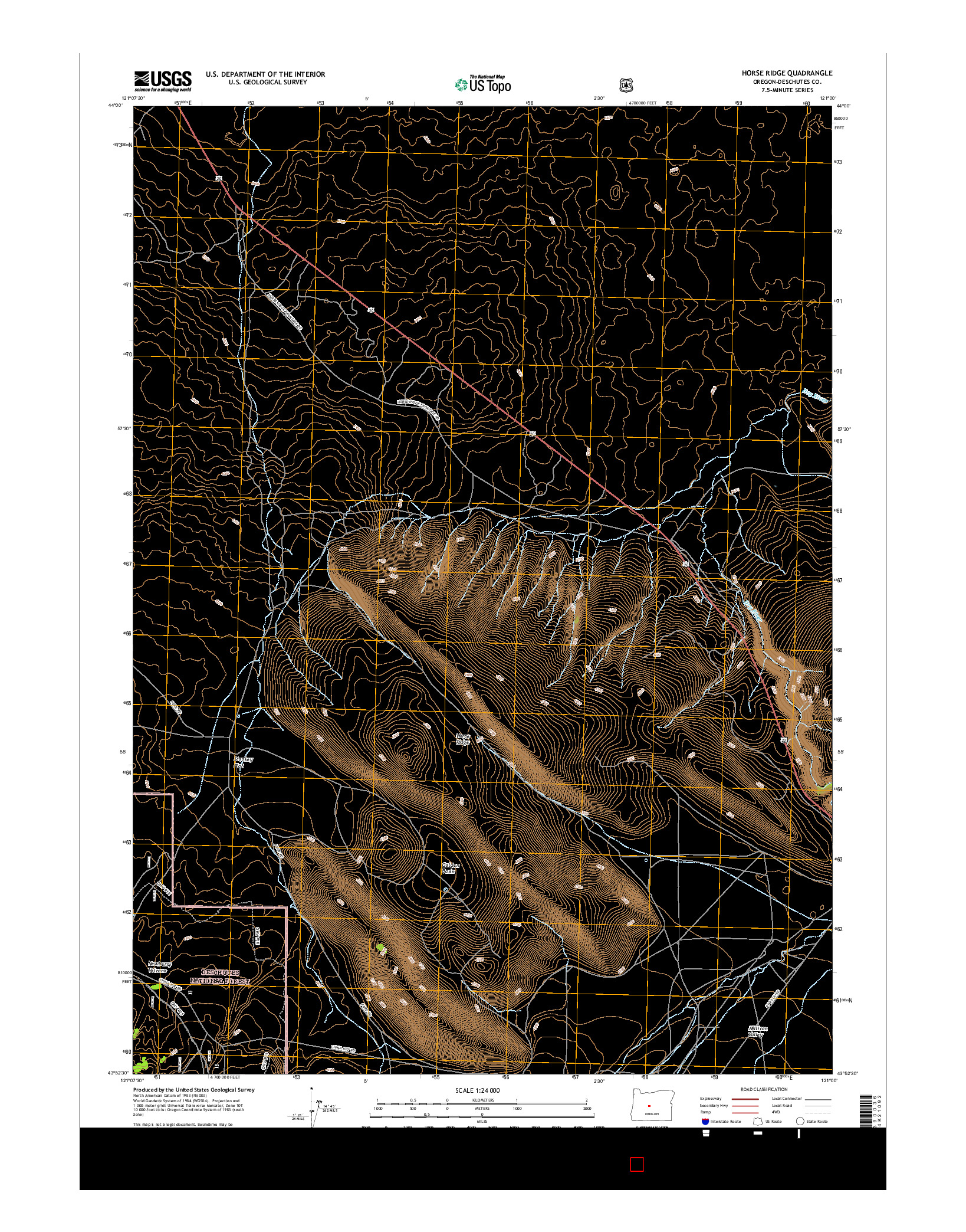 USGS US TOPO 7.5-MINUTE MAP FOR HORSE RIDGE, OR 2017