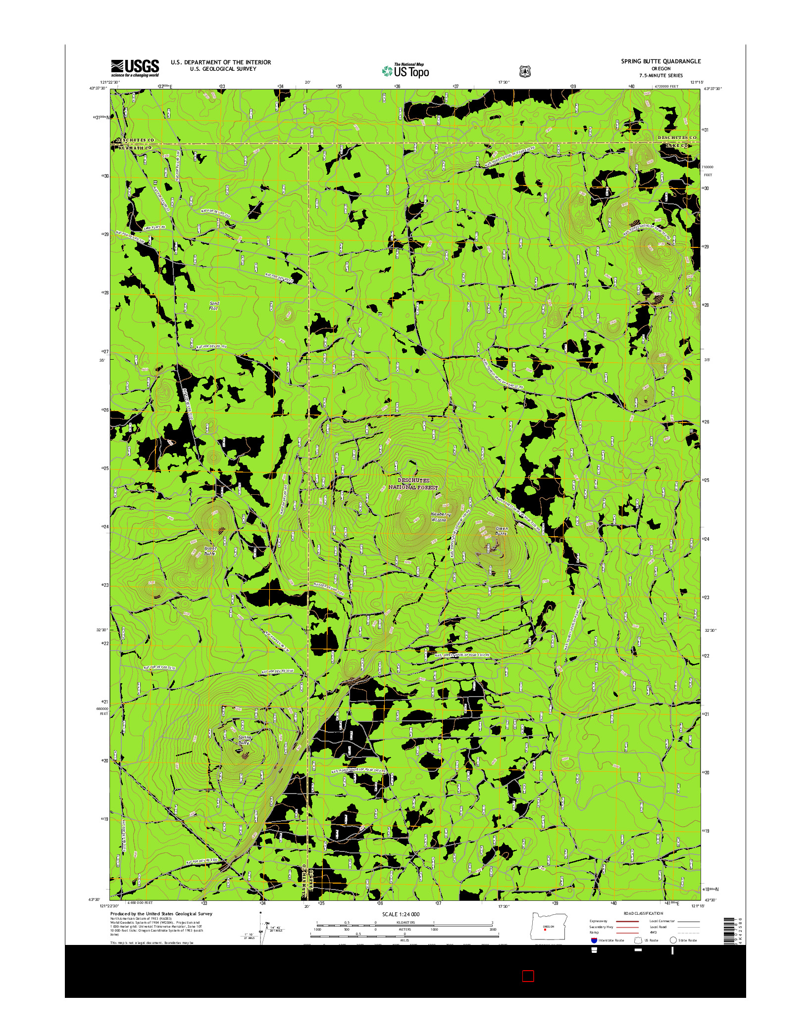 USGS US TOPO 7.5-MINUTE MAP FOR SPRING BUTTE, OR 2017