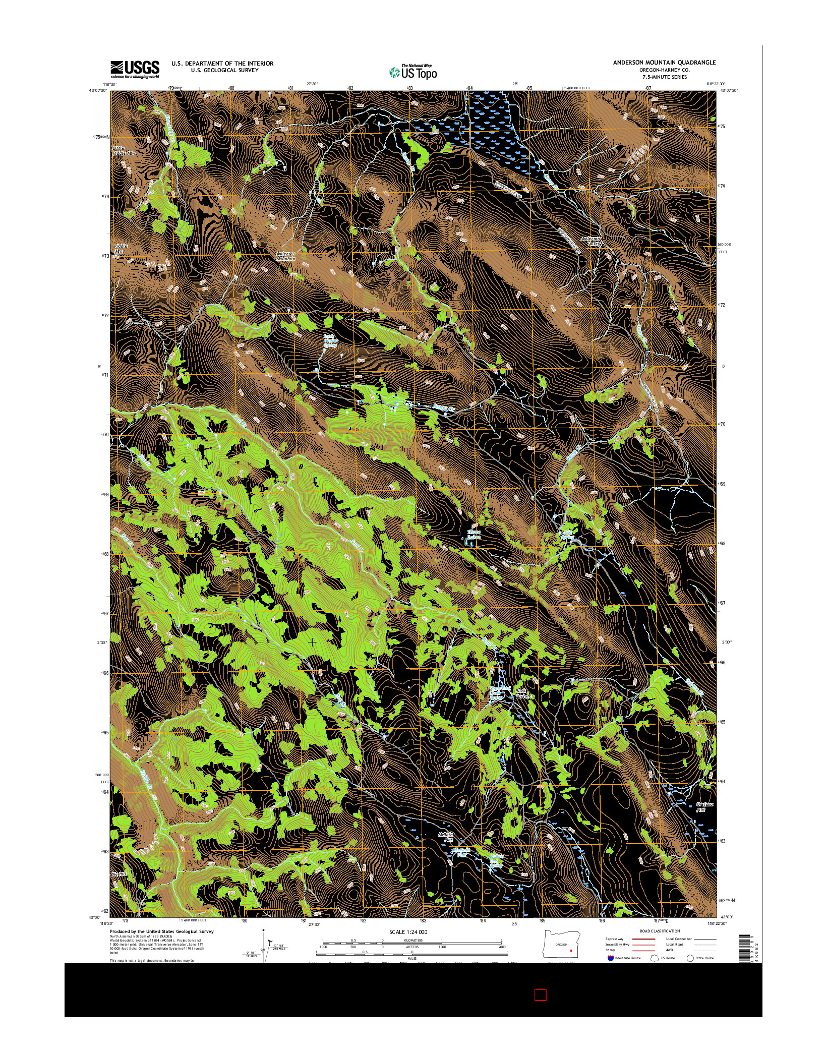 USGS US TOPO 7.5-MINUTE MAP FOR ANDERSON MOUNTAIN, OR 2017