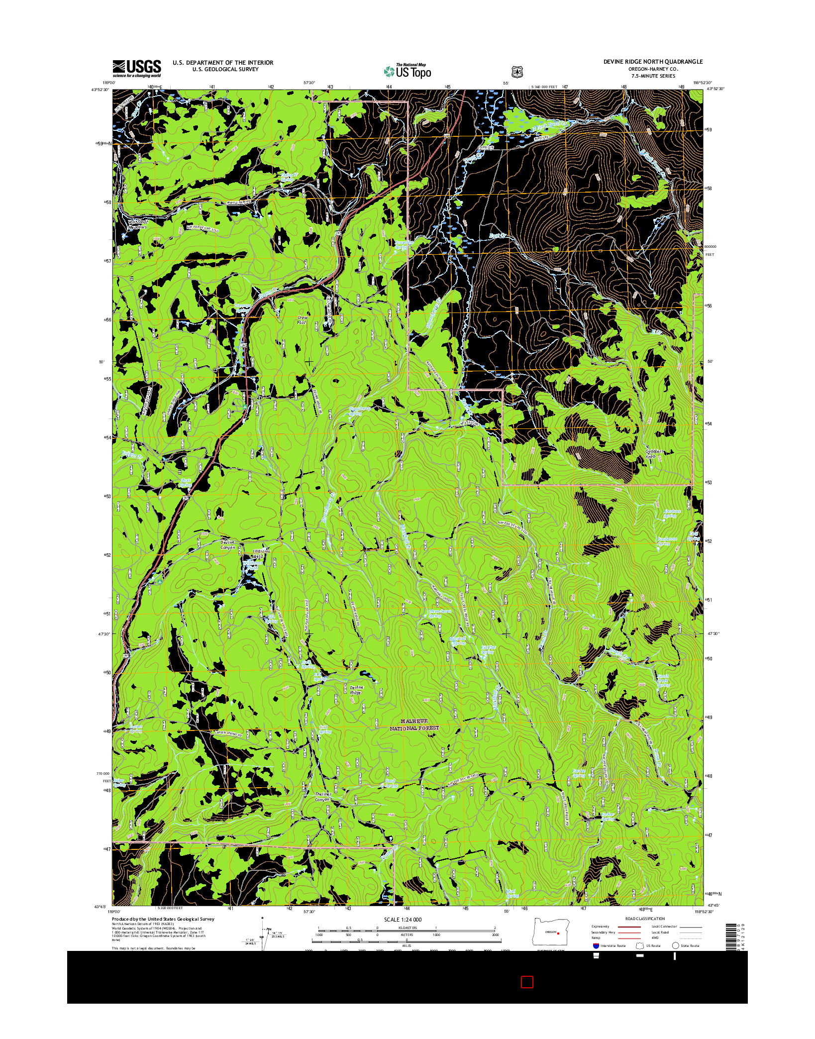 USGS US TOPO 7.5-MINUTE MAP FOR DEVINE RIDGE NORTH, OR 2017