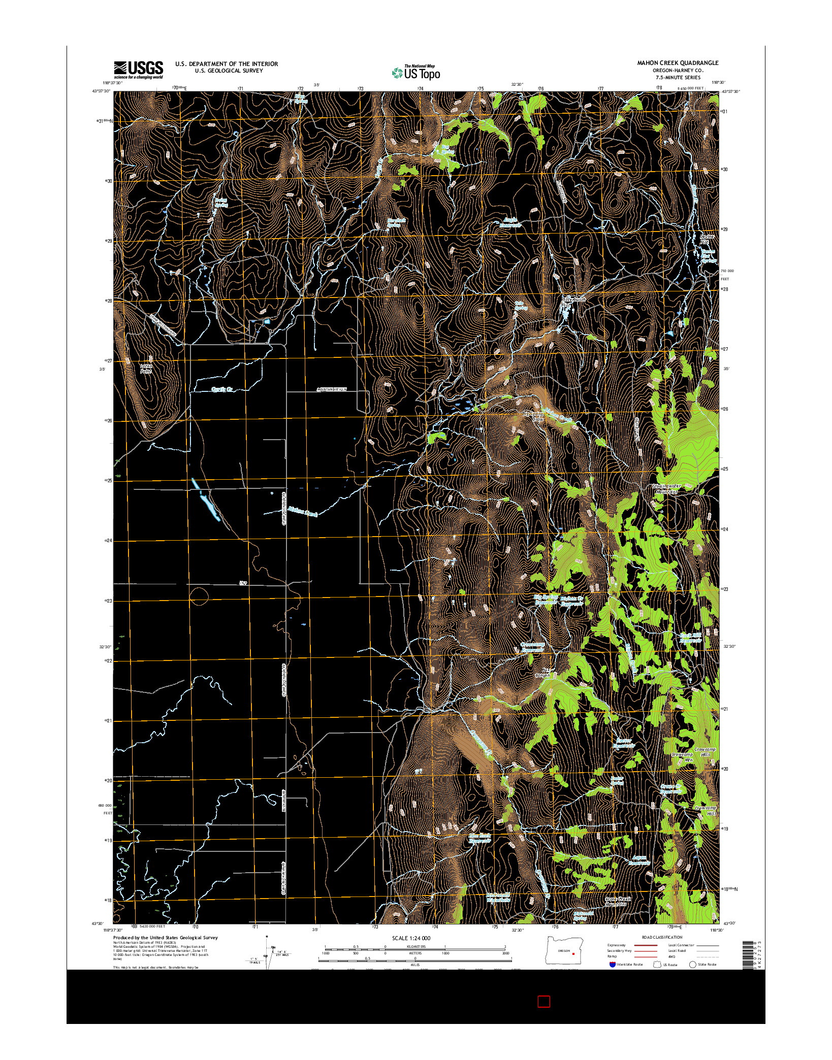 USGS US TOPO 7.5-MINUTE MAP FOR MAHON CREEK, OR 2017