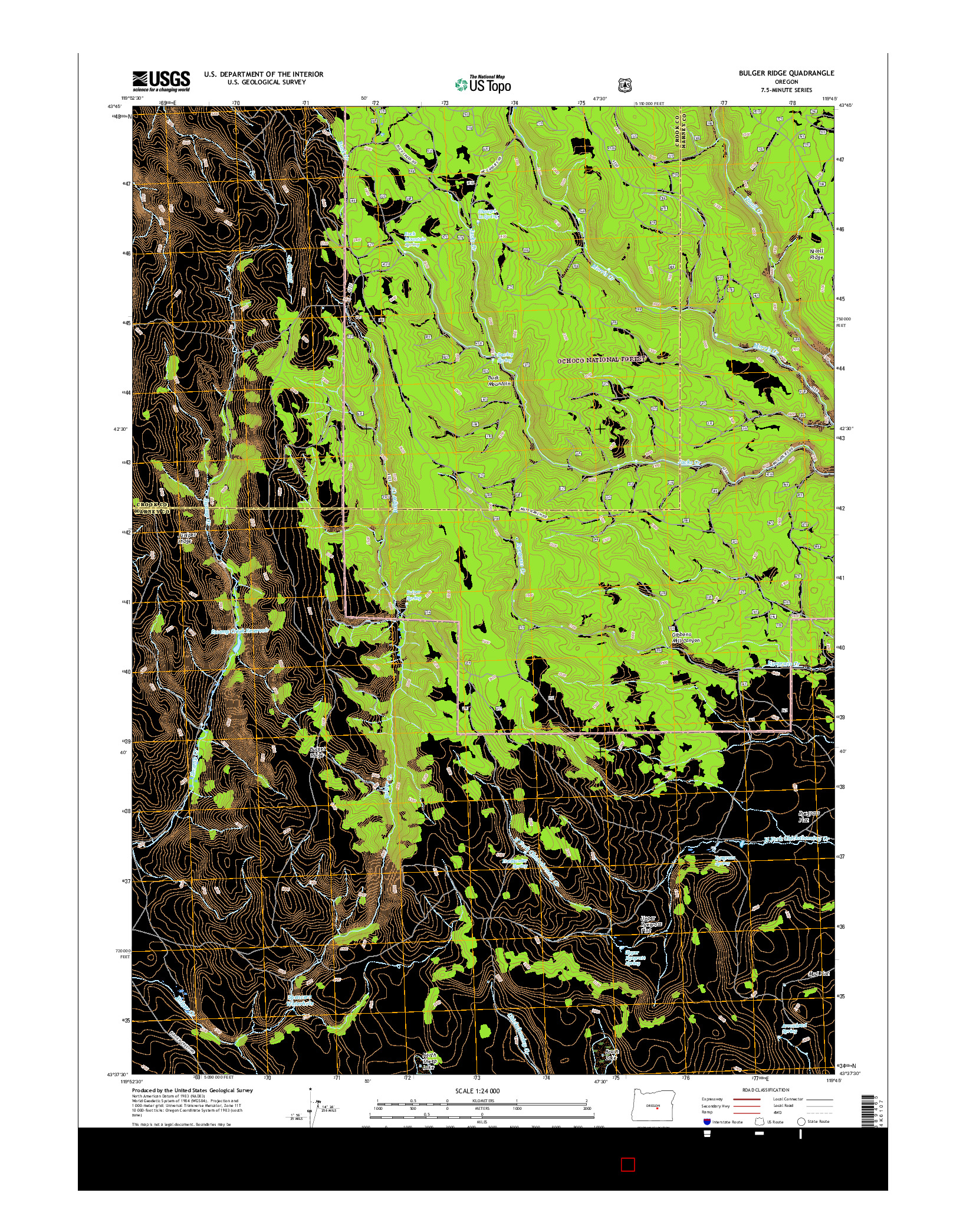 USGS US TOPO 7.5-MINUTE MAP FOR BULGER RIDGE, OR 2017