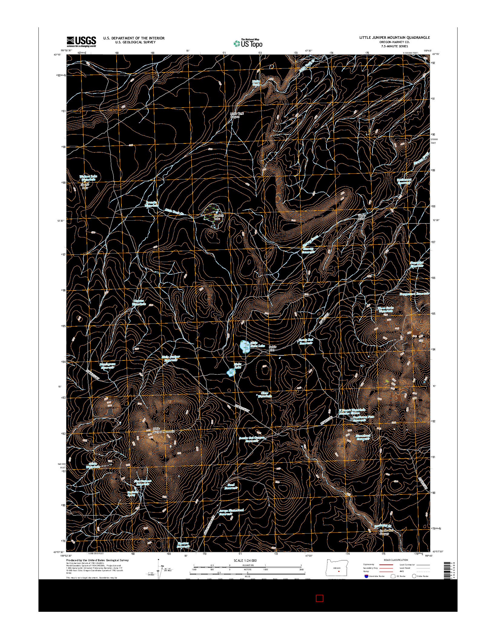 USGS US TOPO 7.5-MINUTE MAP FOR LITTLE JUNIPER MOUNTAIN, OR 2017