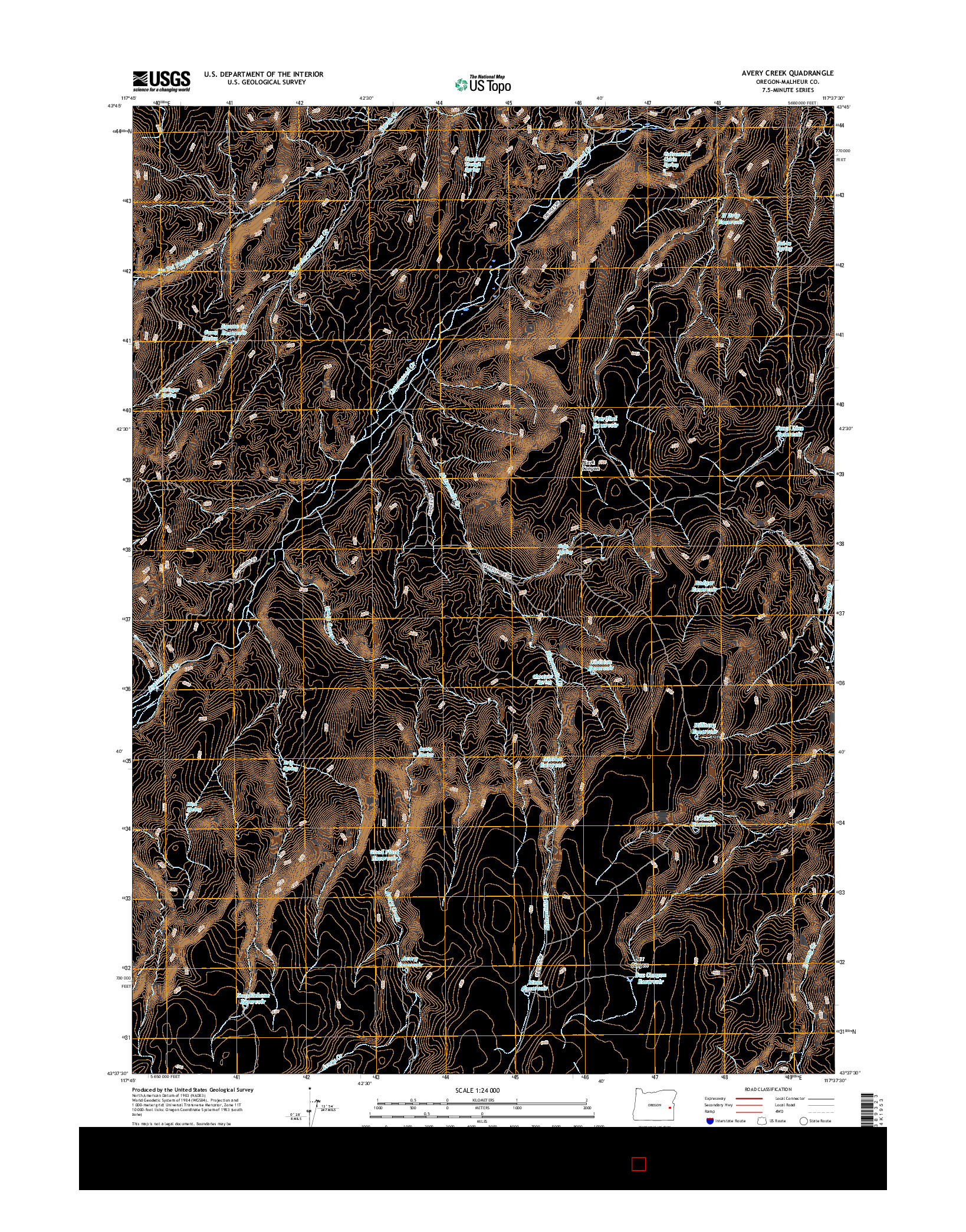 USGS US TOPO 7.5-MINUTE MAP FOR AVERY CREEK, OR 2017