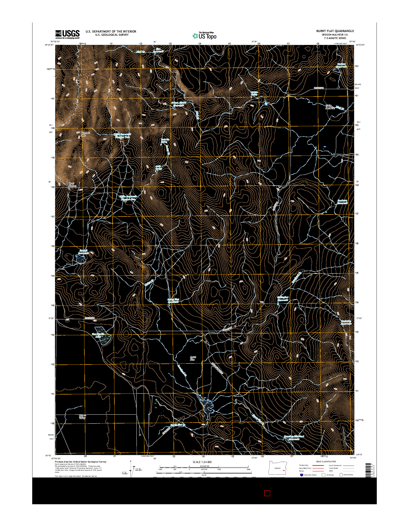 USGS US TOPO 7.5-MINUTE MAP FOR BURNT FLAT, OR 2017