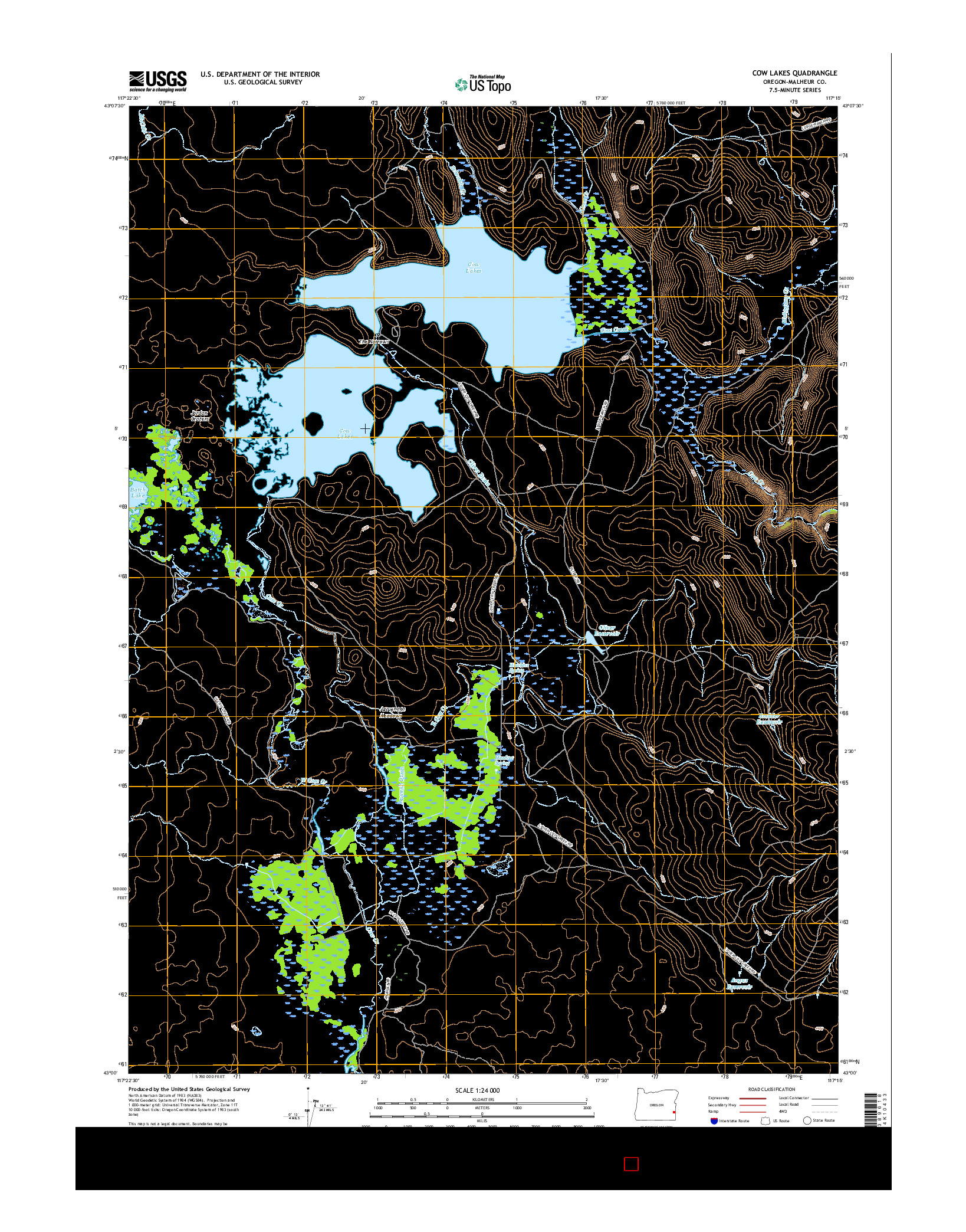 USGS US TOPO 7.5-MINUTE MAP FOR COW LAKES, OR 2017