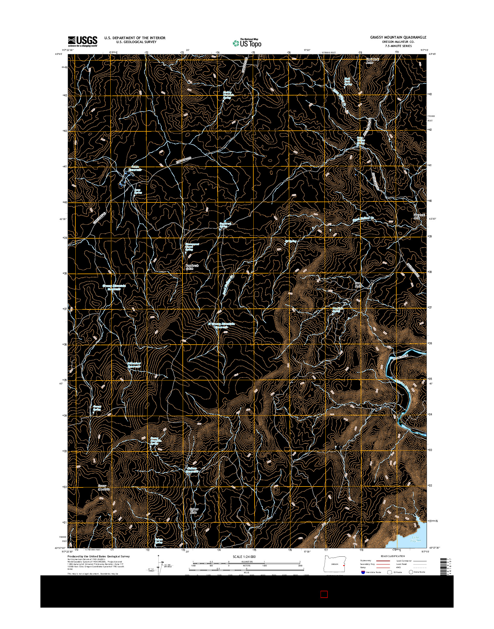 USGS US TOPO 7.5-MINUTE MAP FOR GRASSY MOUNTAIN, OR 2017