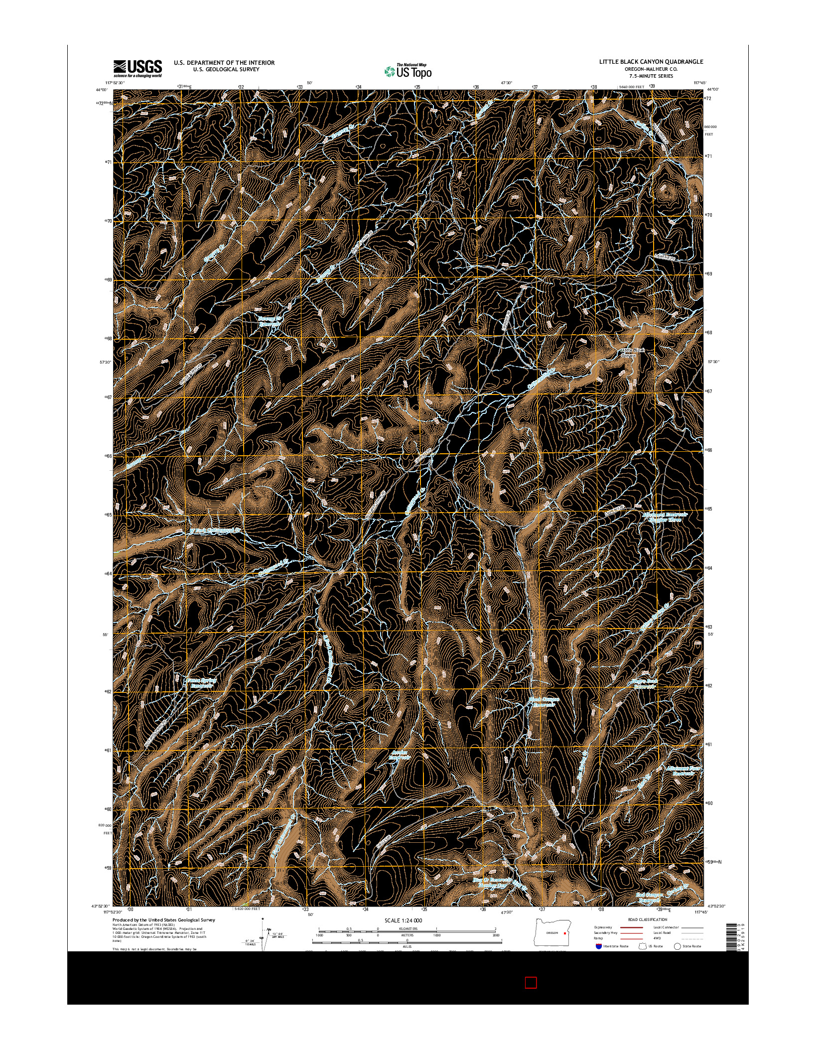 USGS US TOPO 7.5-MINUTE MAP FOR LITTLE BLACK CANYON, OR 2017
