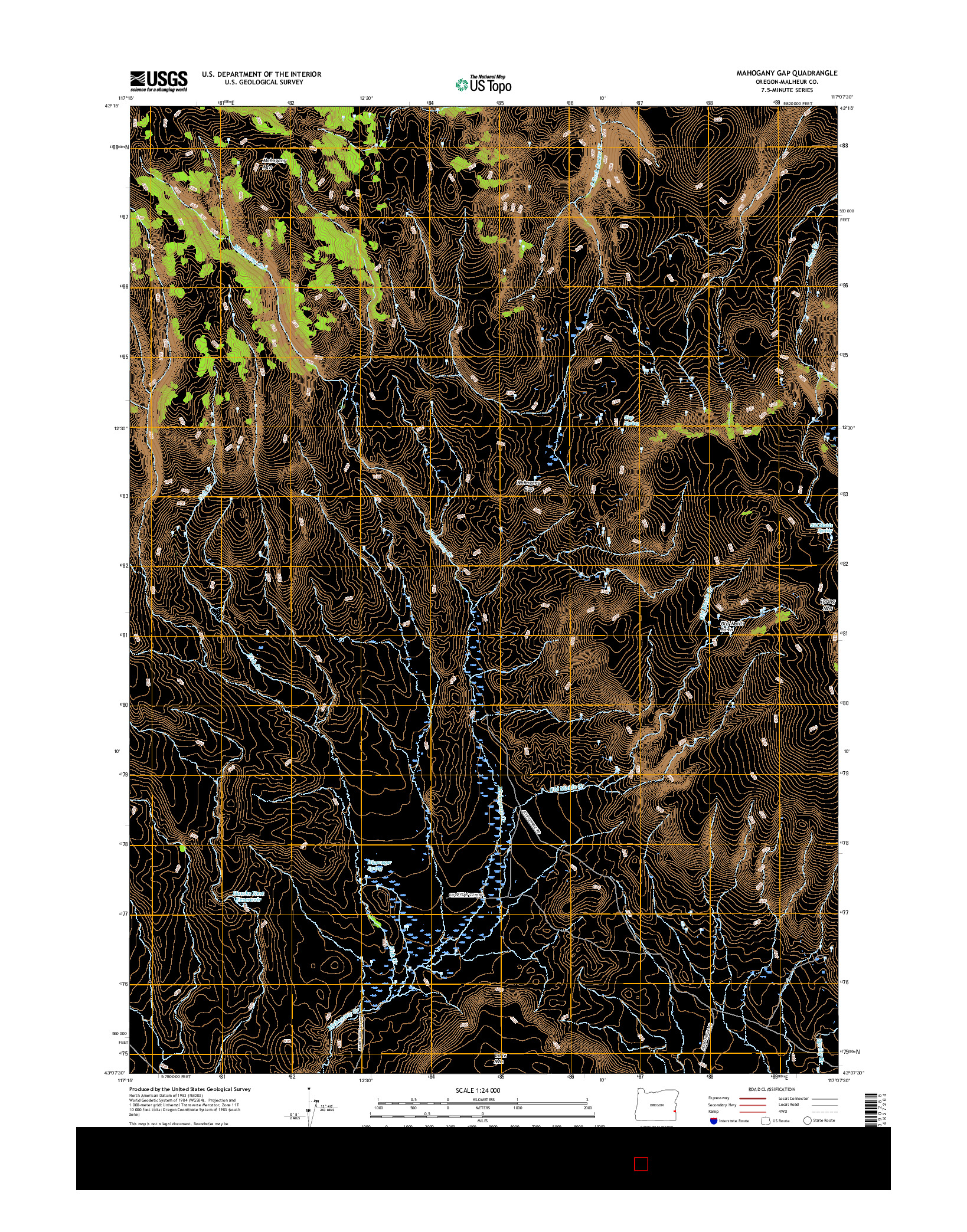 USGS US TOPO 7.5-MINUTE MAP FOR MAHOGANY GAP, OR 2017