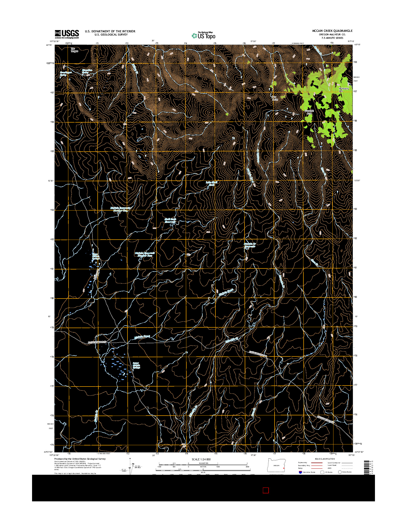 USGS US TOPO 7.5-MINUTE MAP FOR MCCAIN CREEK, OR 2017