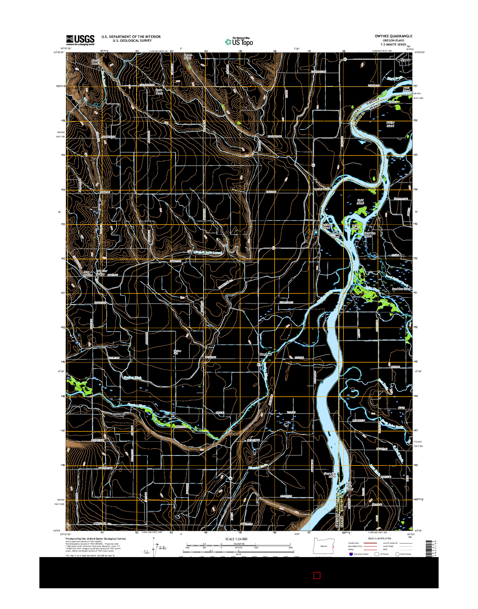 USGS US TOPO 7.5-MINUTE MAP FOR OWYHEE, OR-ID 2017