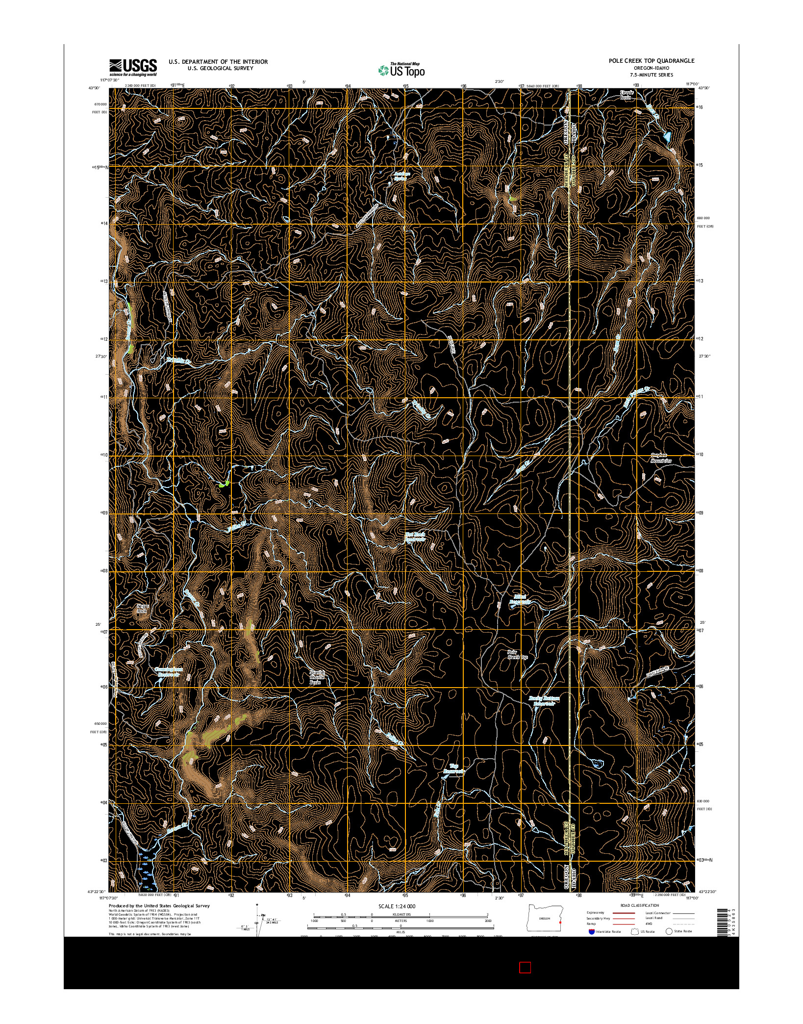 USGS US TOPO 7.5-MINUTE MAP FOR POLE CREEK TOP, OR-ID 2017