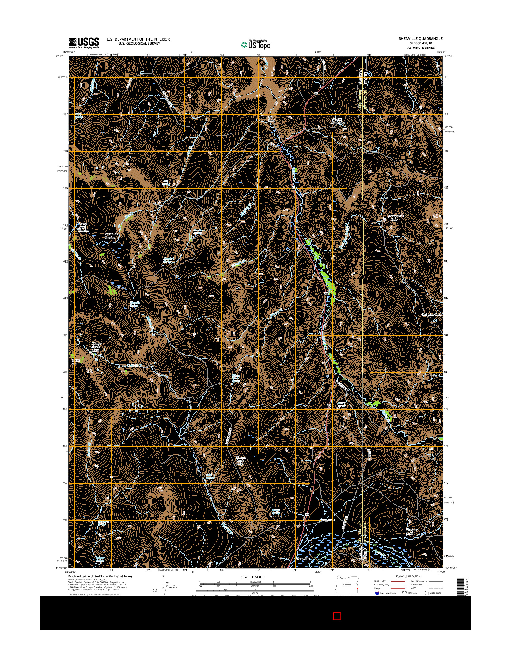 USGS US TOPO 7.5-MINUTE MAP FOR SHEAVILLE, OR-ID 2017