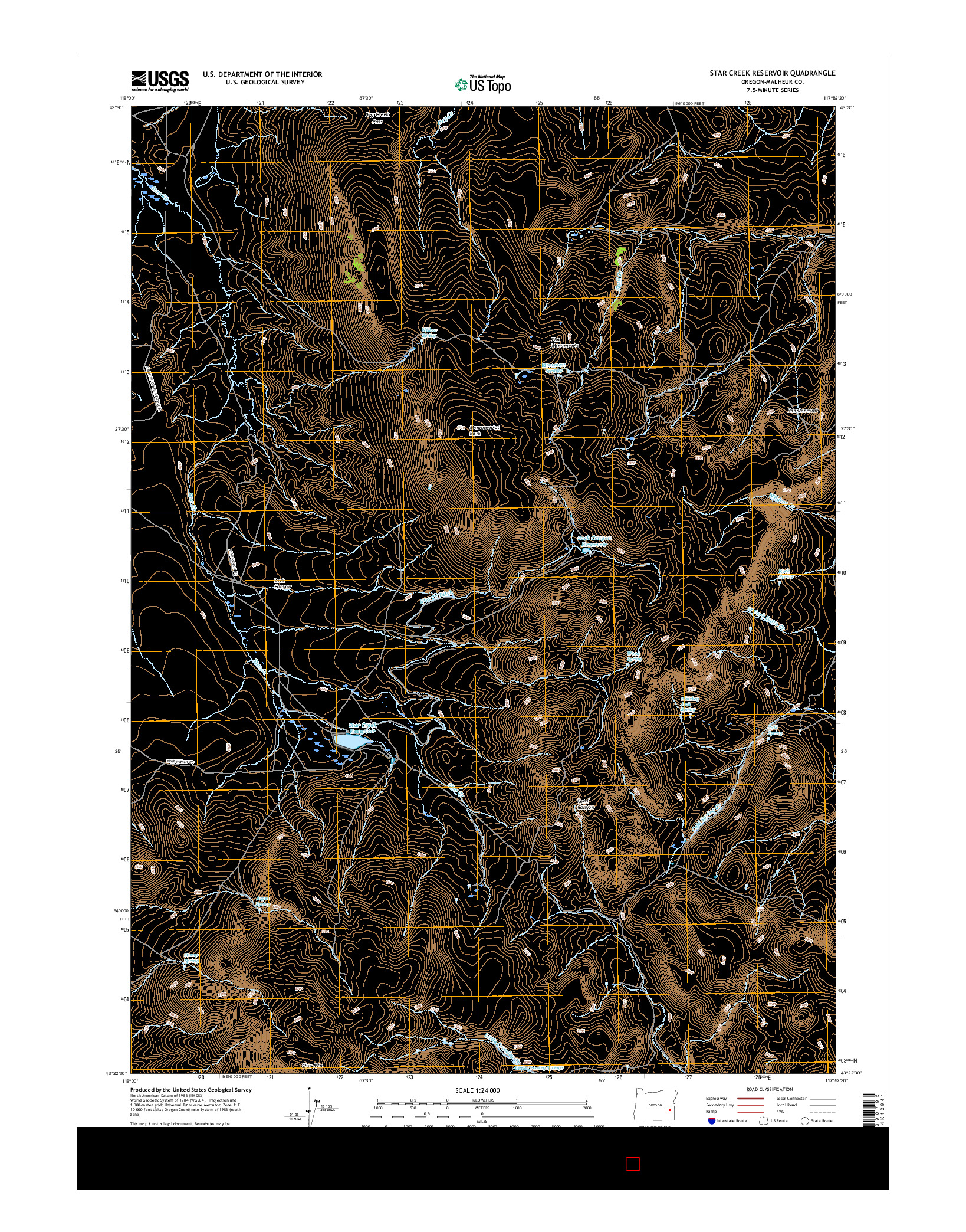 USGS US TOPO 7.5-MINUTE MAP FOR STAR CREEK RESERVOIR, OR 2017