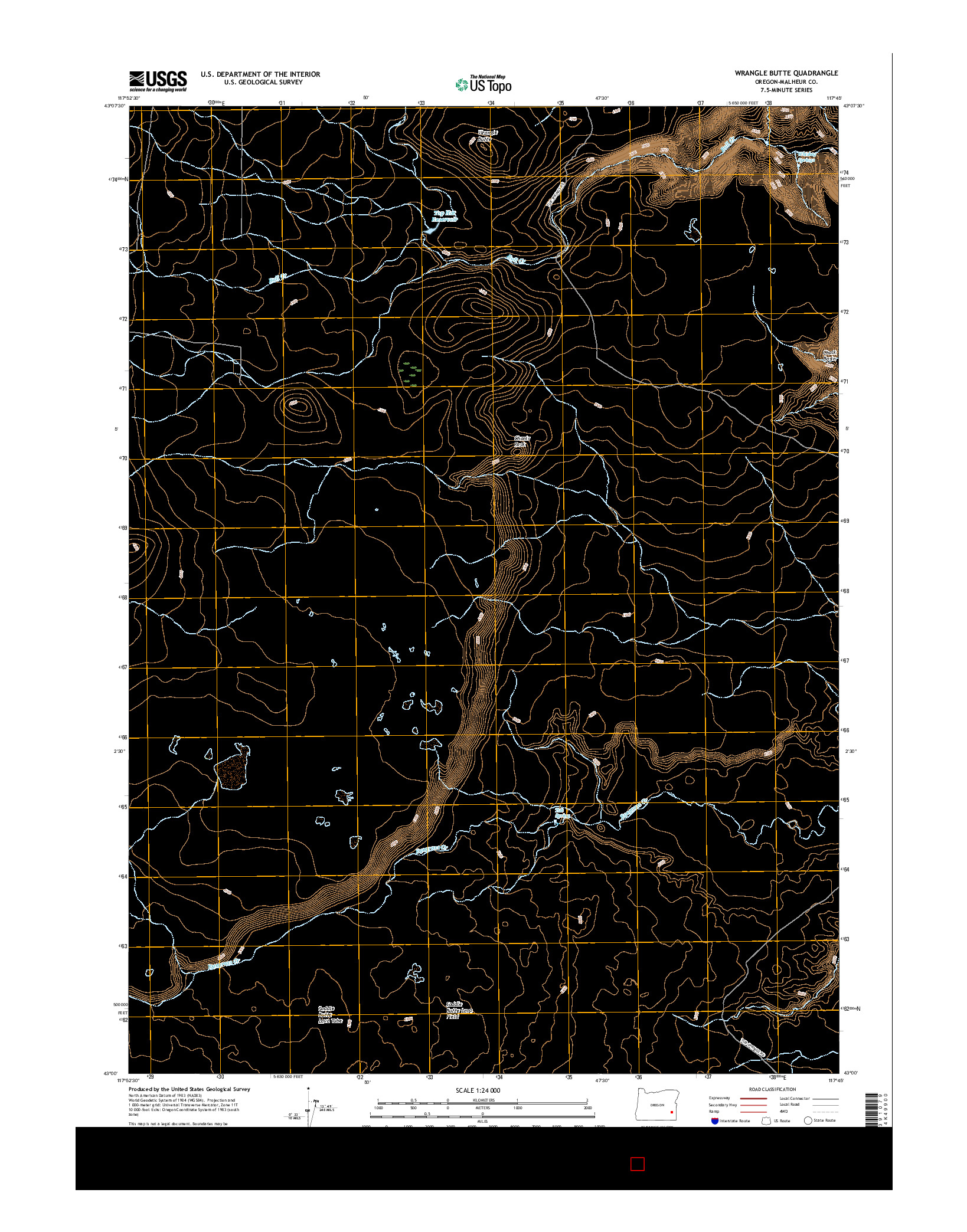 USGS US TOPO 7.5-MINUTE MAP FOR WRANGLE BUTTE, OR 2017