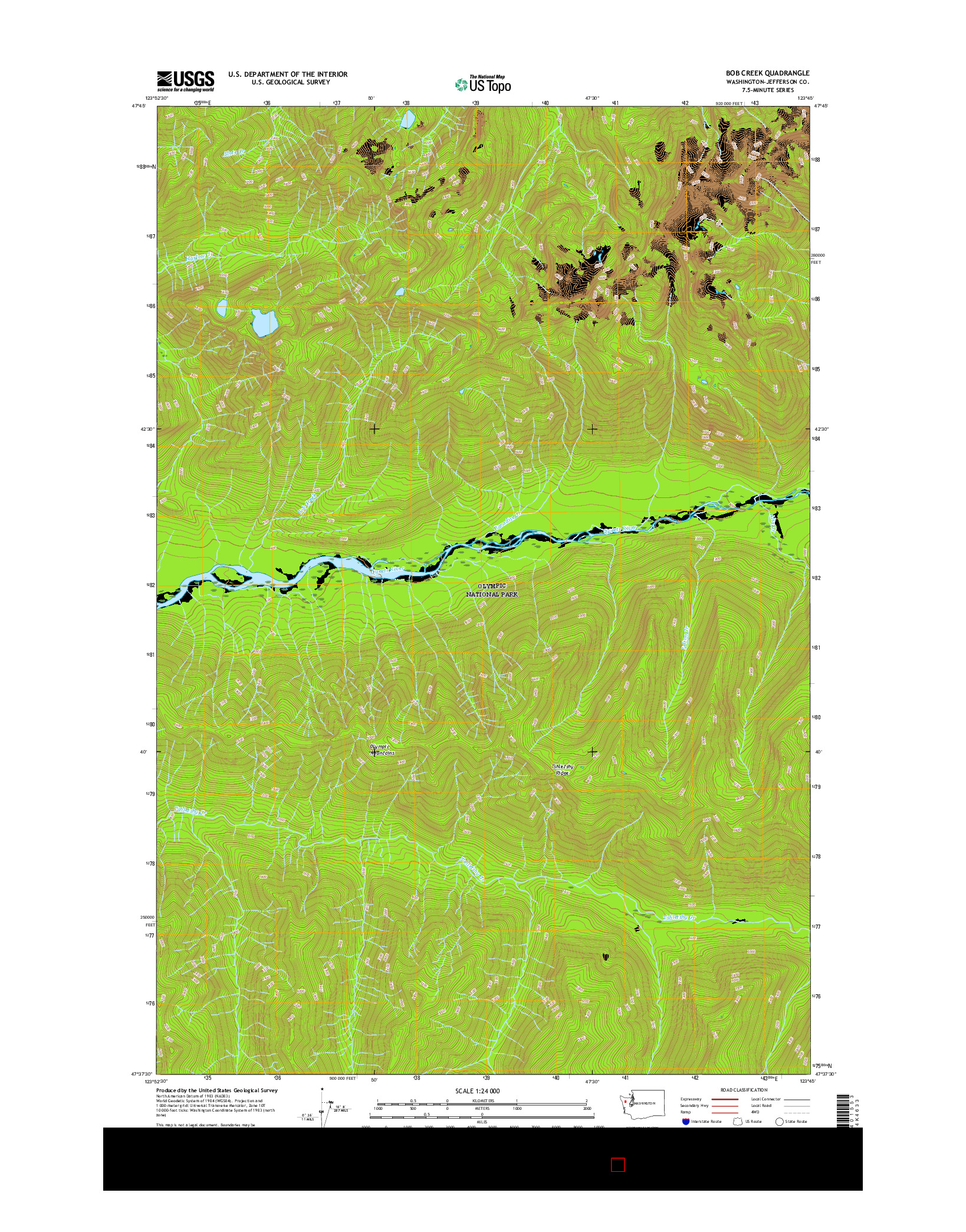 USGS US TOPO 7.5-MINUTE MAP FOR BOB CREEK, WA 2017