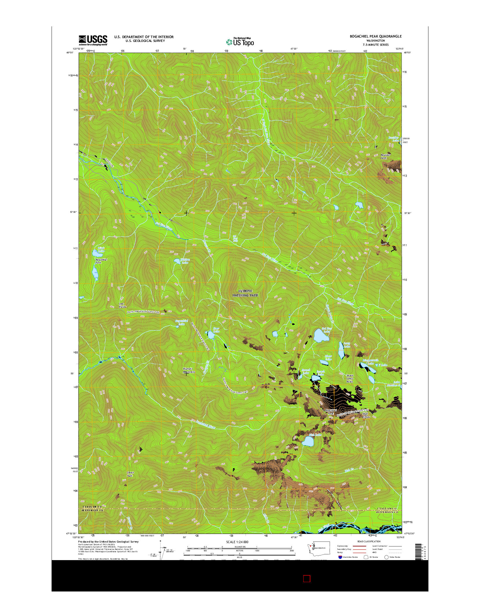 USGS US TOPO 7.5-MINUTE MAP FOR BOGACHIEL PEAK, WA 2017