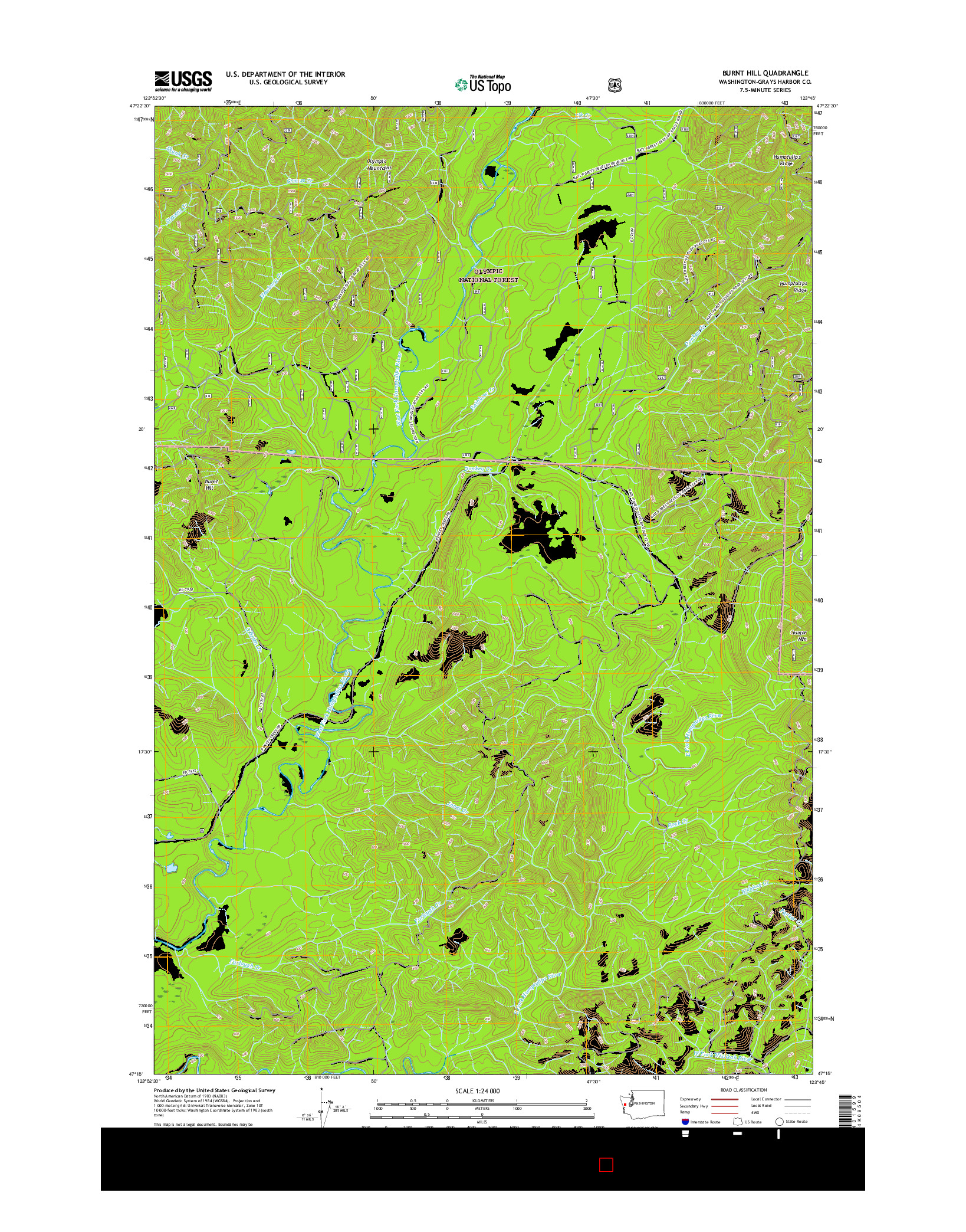 USGS US TOPO 7.5-MINUTE MAP FOR BURNT HILL, WA 2017