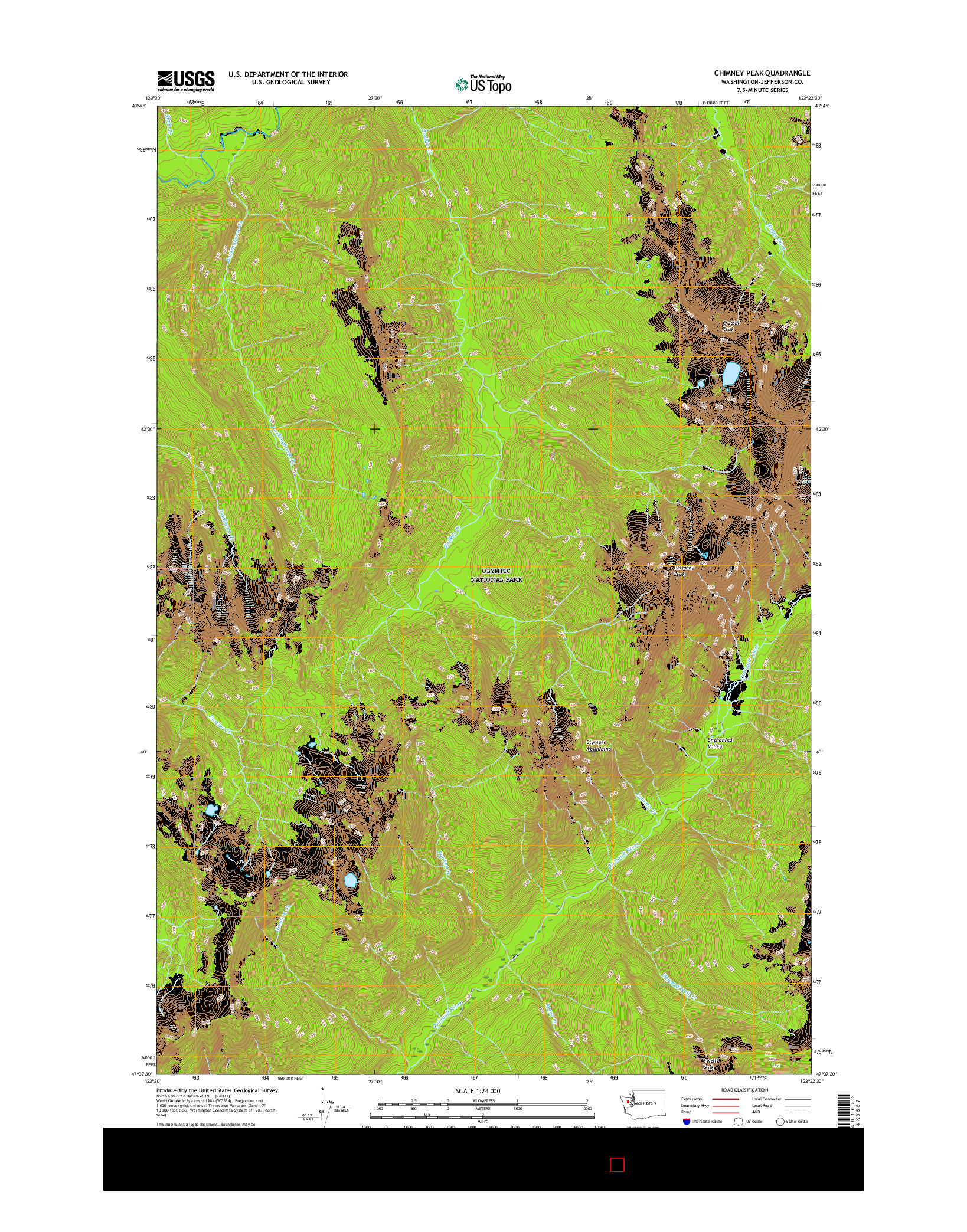 USGS US TOPO 7.5-MINUTE MAP FOR CHIMNEY PEAK, WA 2017