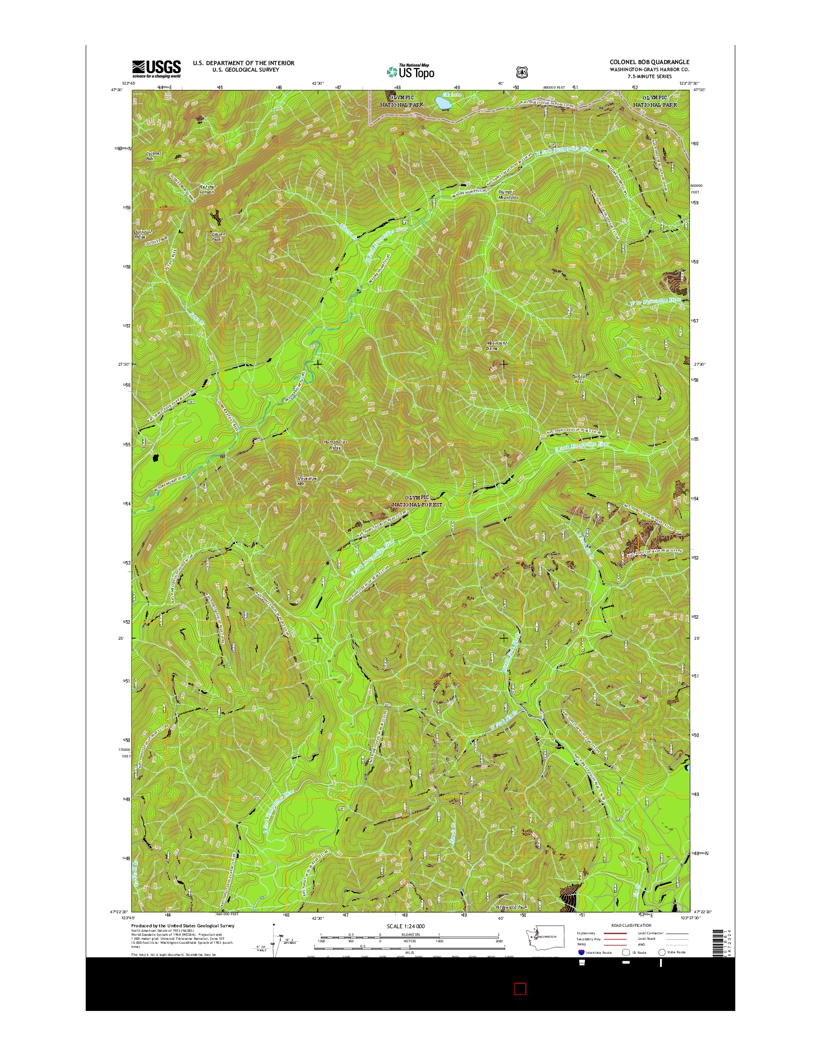 USGS US TOPO 7.5-MINUTE MAP FOR COLONEL BOB, WA 2017