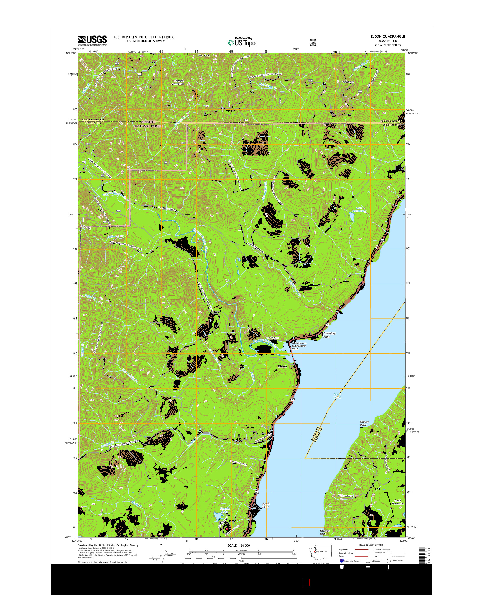 USGS US TOPO 7.5-MINUTE MAP FOR ELDON, WA 2017
