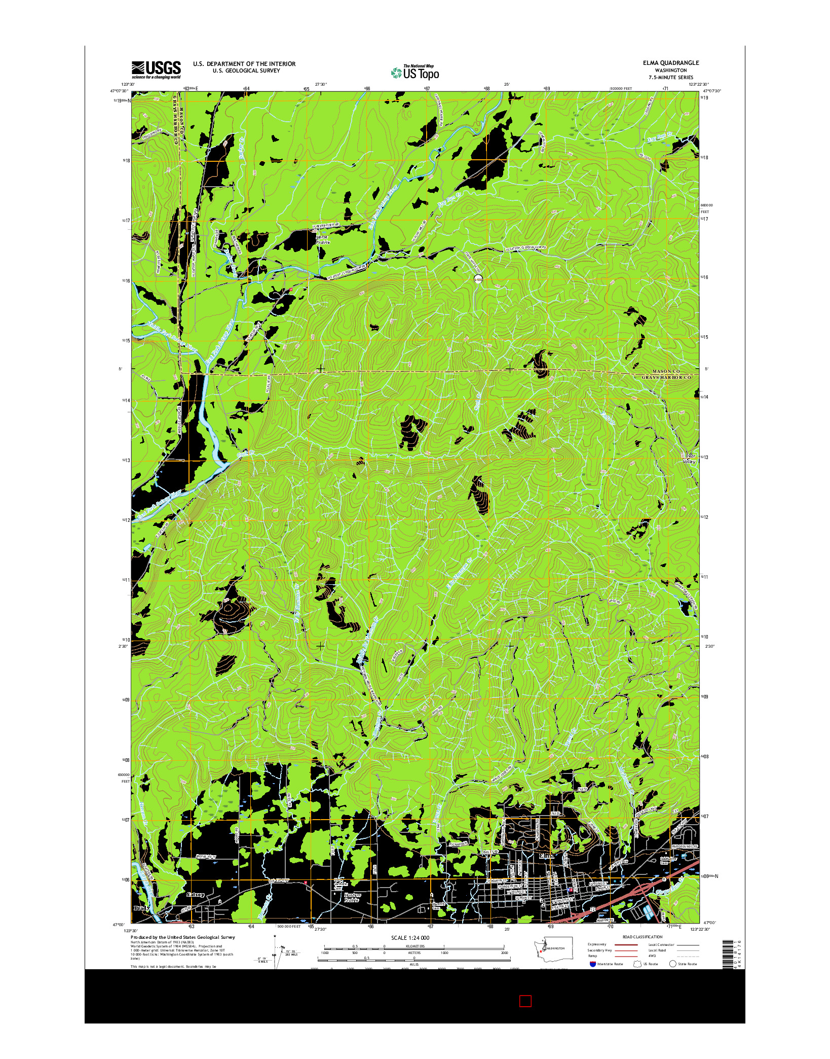 USGS US TOPO 7.5-MINUTE MAP FOR ELMA, WA 2017