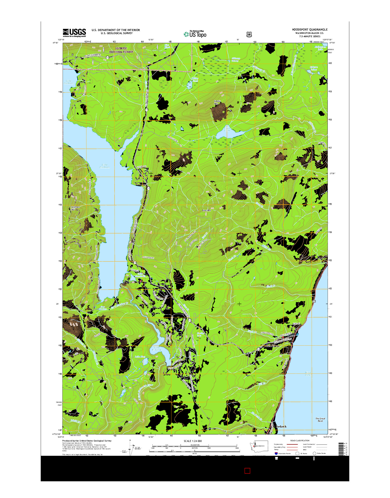 USGS US TOPO 7.5-MINUTE MAP FOR HOODSPORT, WA 2017