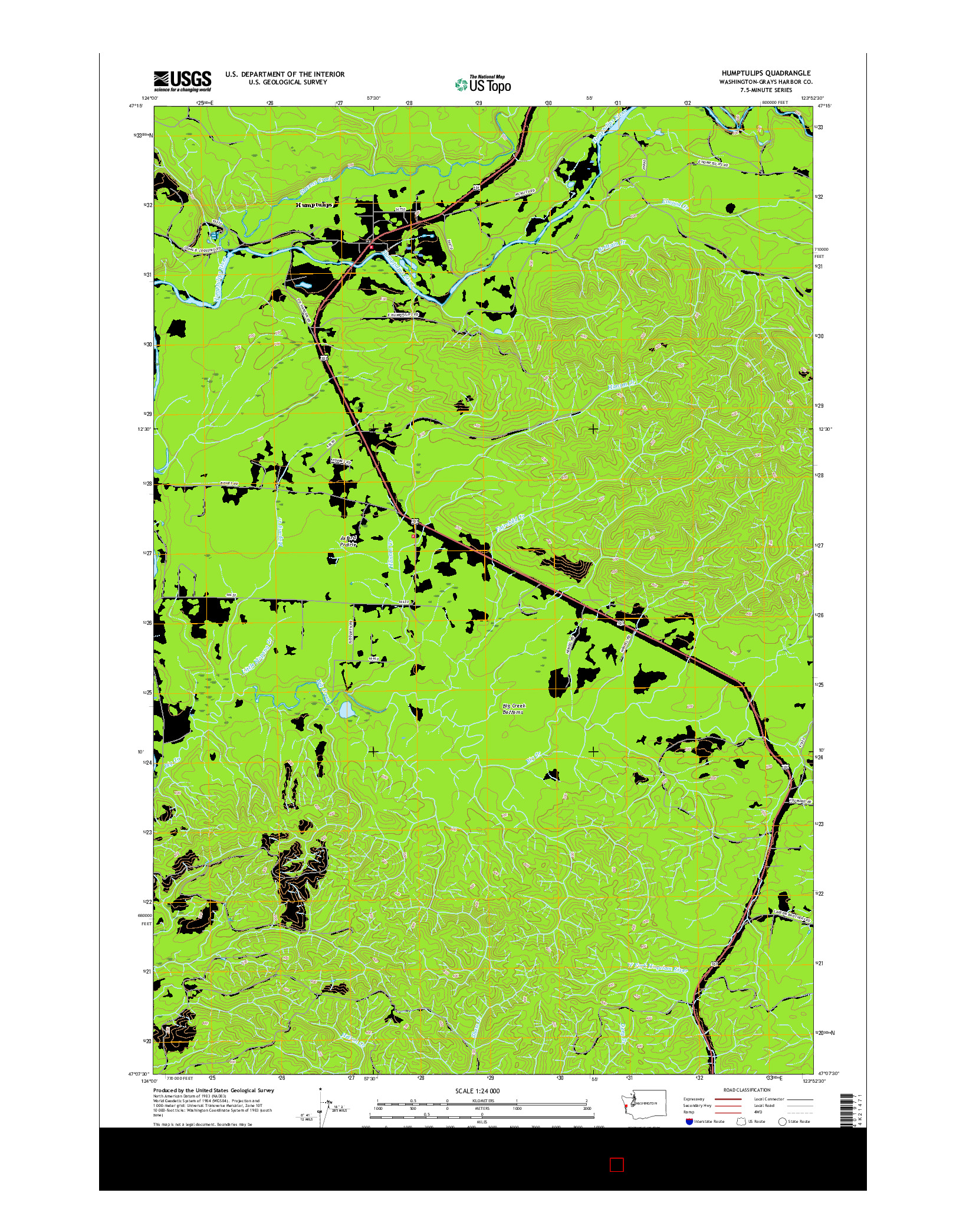 USGS US TOPO 7.5-MINUTE MAP FOR HUMPTULIPS, WA 2017