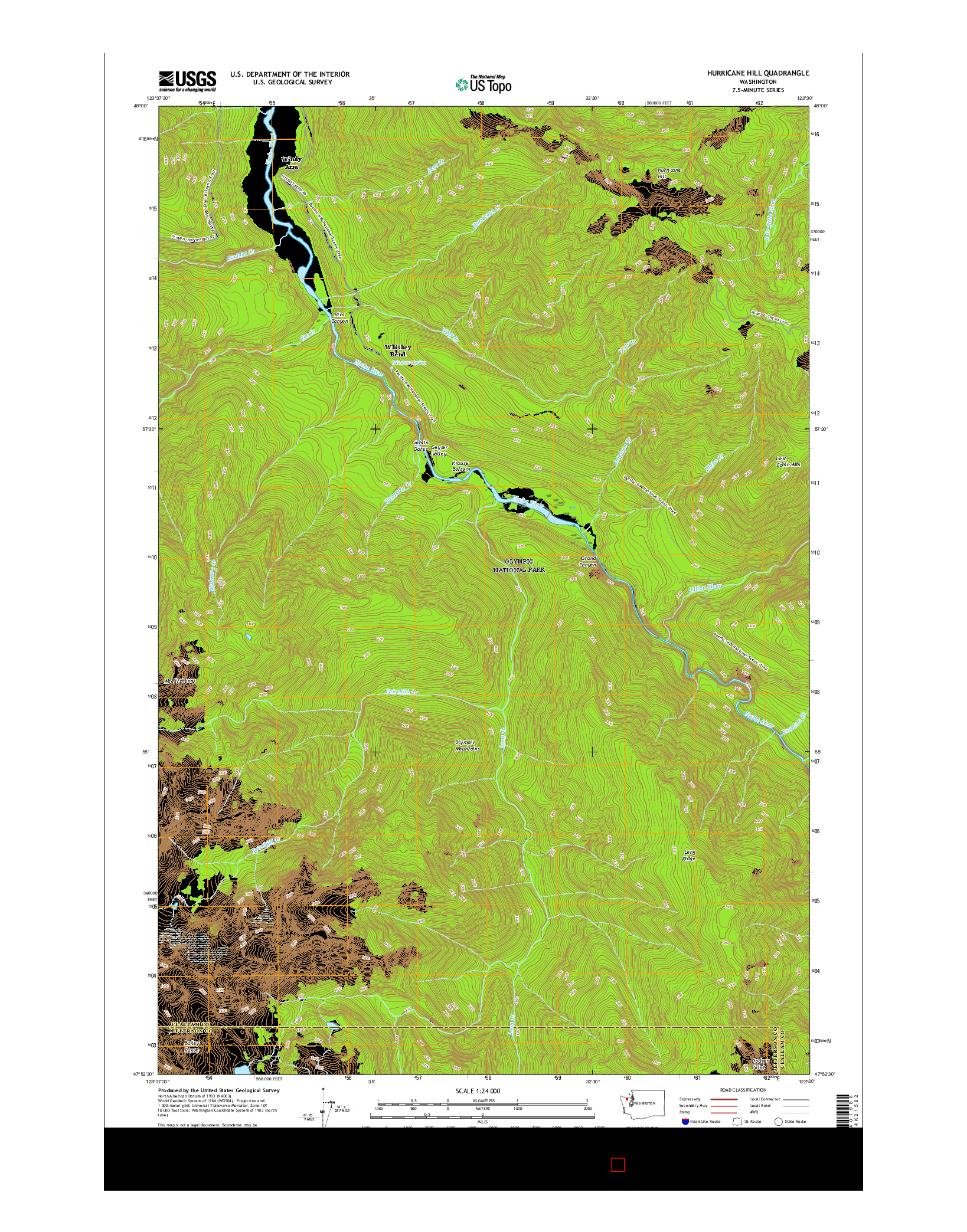 USGS US TOPO 7.5-MINUTE MAP FOR HURRICANE HILL, WA 2017