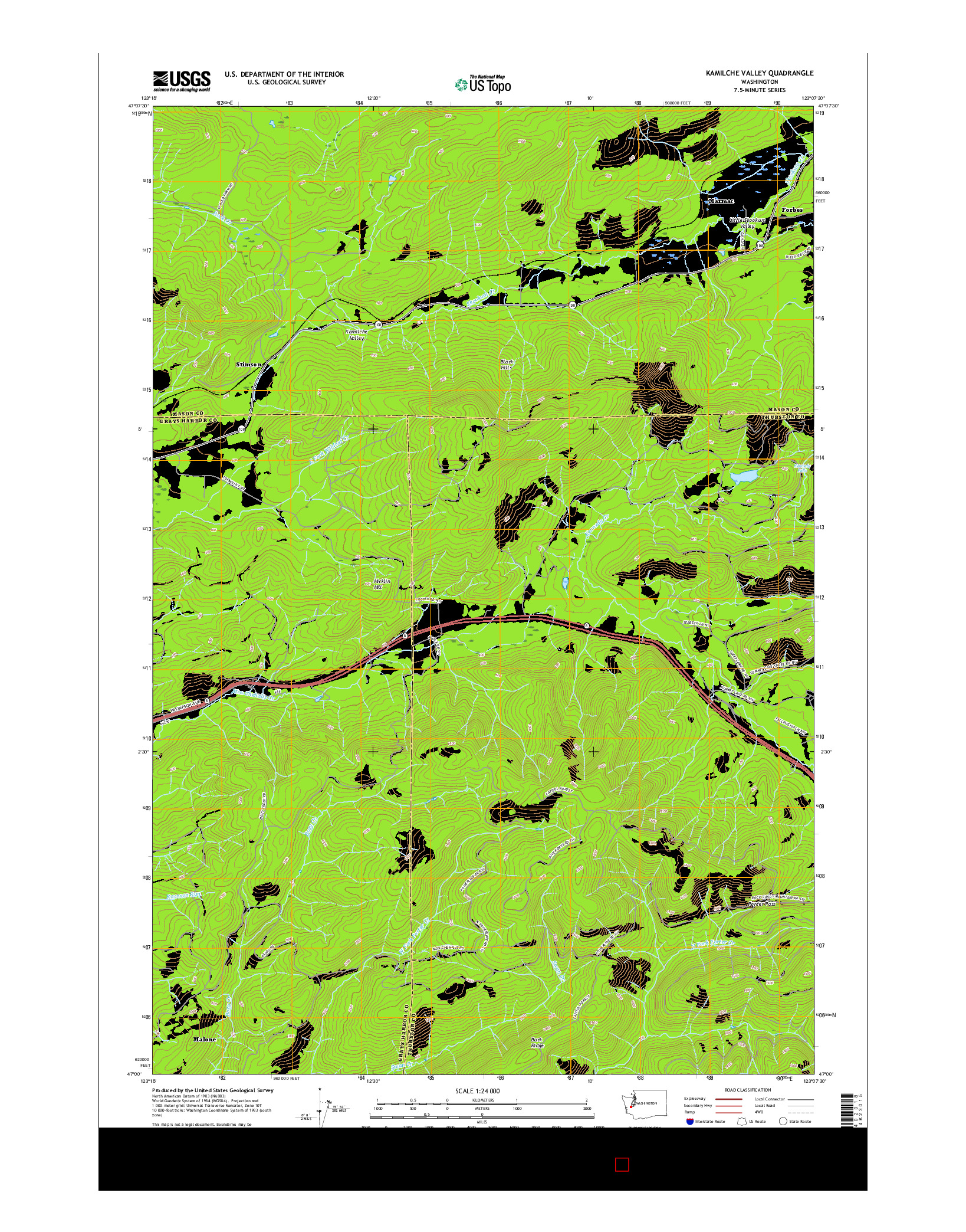 USGS US TOPO 7.5-MINUTE MAP FOR KAMILCHE VALLEY, WA 2017