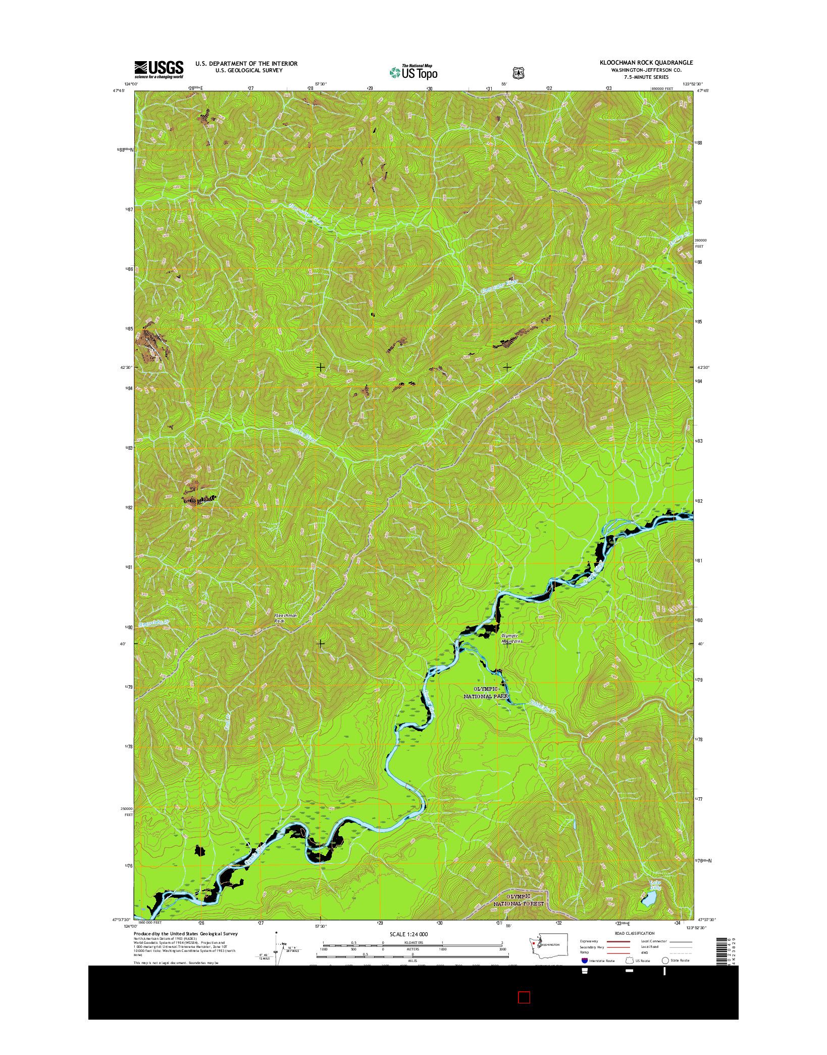 USGS US TOPO 7.5-MINUTE MAP FOR KLOOCHMAN ROCK, WA 2017