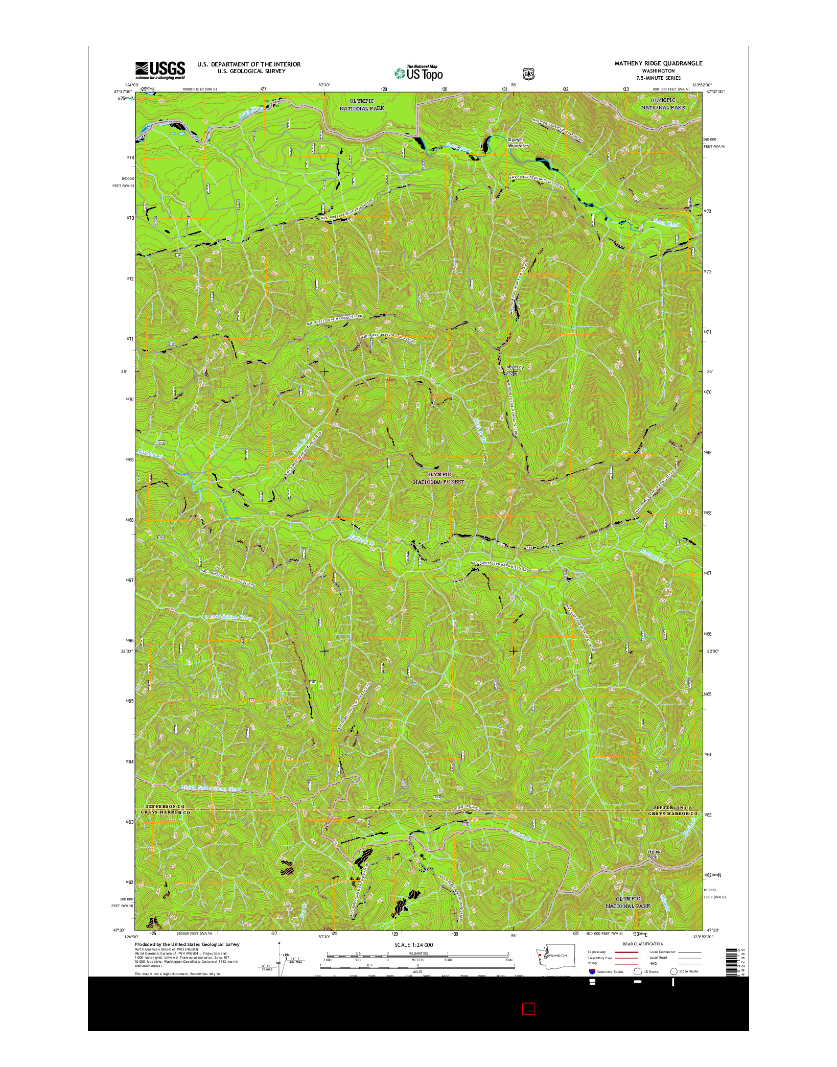 USGS US TOPO 7.5-MINUTE MAP FOR MATHENY RIDGE, WA 2017