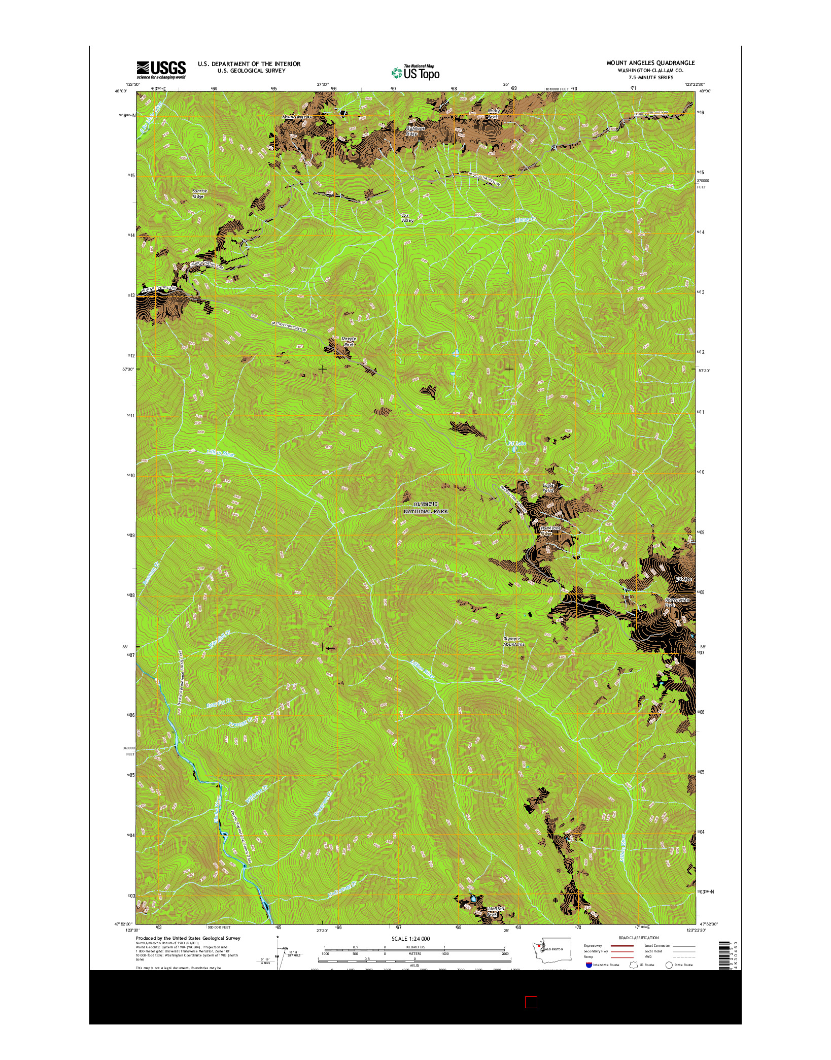 USGS US TOPO 7.5-MINUTE MAP FOR MOUNT ANGELES, WA 2017