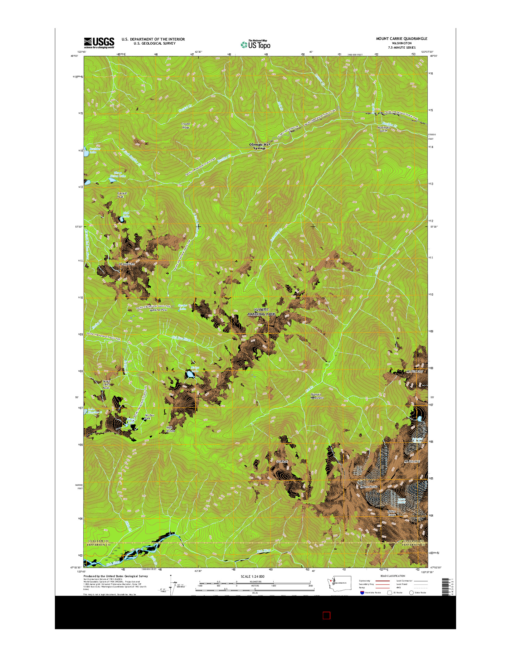 USGS US TOPO 7.5-MINUTE MAP FOR MOUNT CARRIE, WA 2017