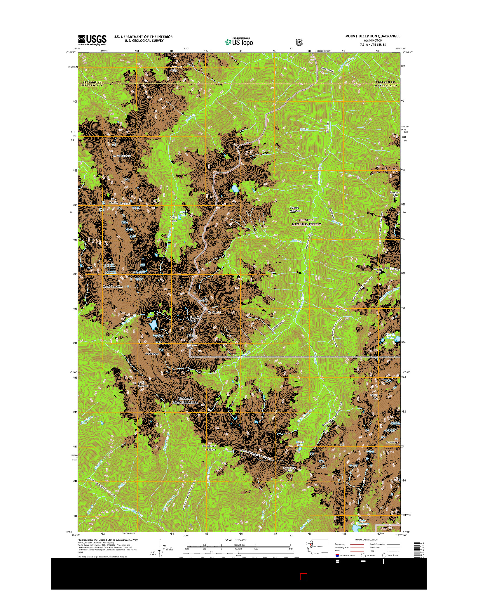 USGS US TOPO 7.5-MINUTE MAP FOR MOUNT DECEPTION, WA 2017