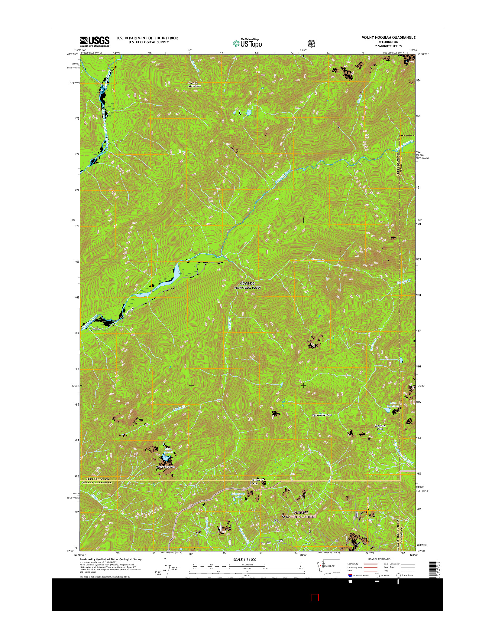USGS US TOPO 7.5-MINUTE MAP FOR MOUNT HOQUIAM, WA 2017