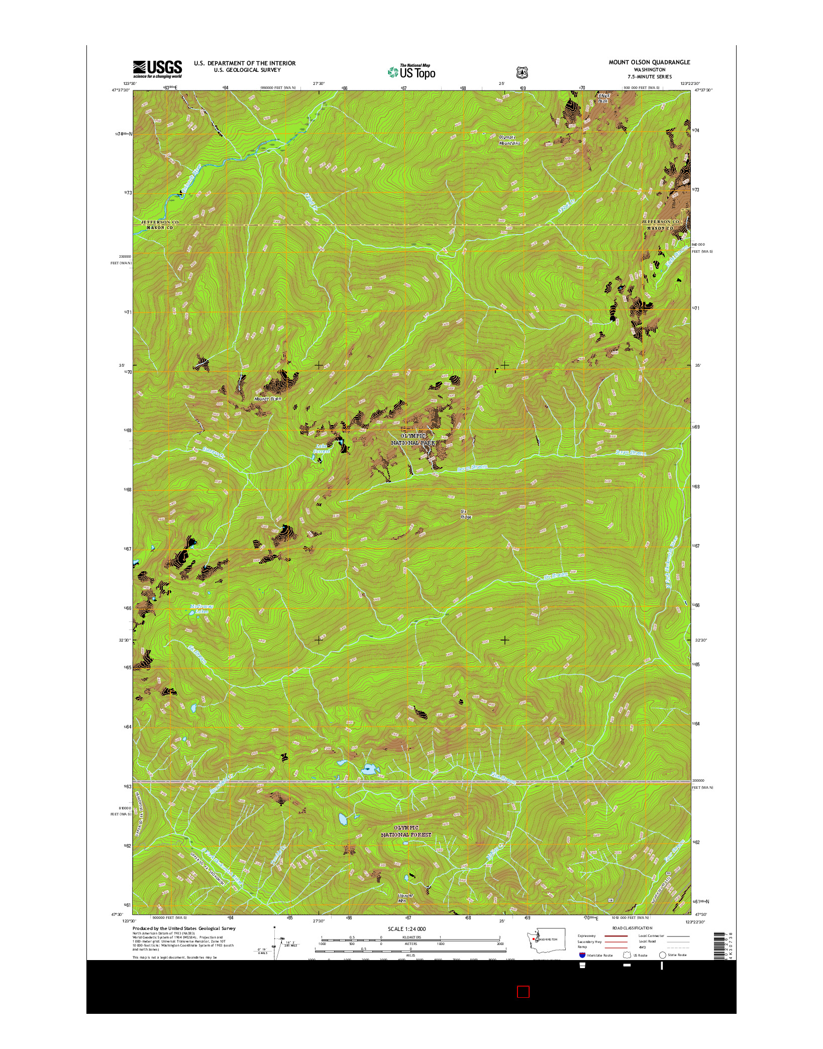 USGS US TOPO 7.5-MINUTE MAP FOR MOUNT OLSON, WA 2017