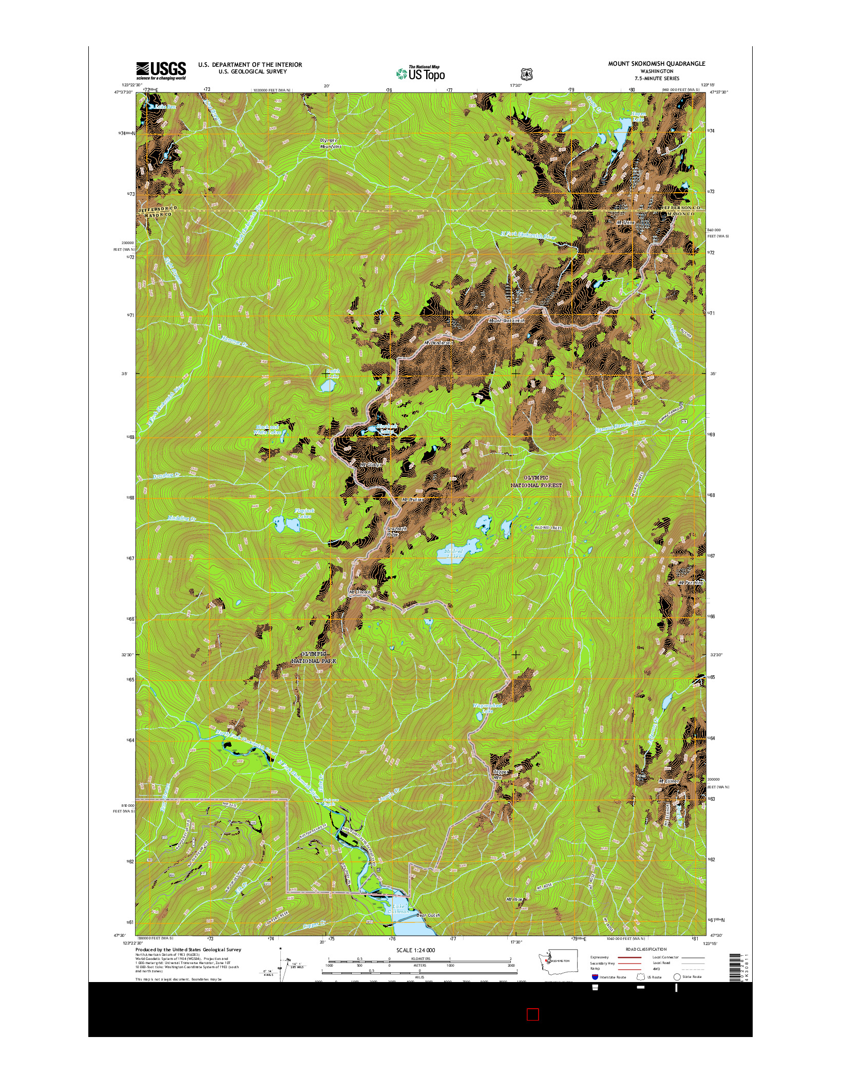 USGS US TOPO 7.5-MINUTE MAP FOR MOUNT SKOKOMISH, WA 2017