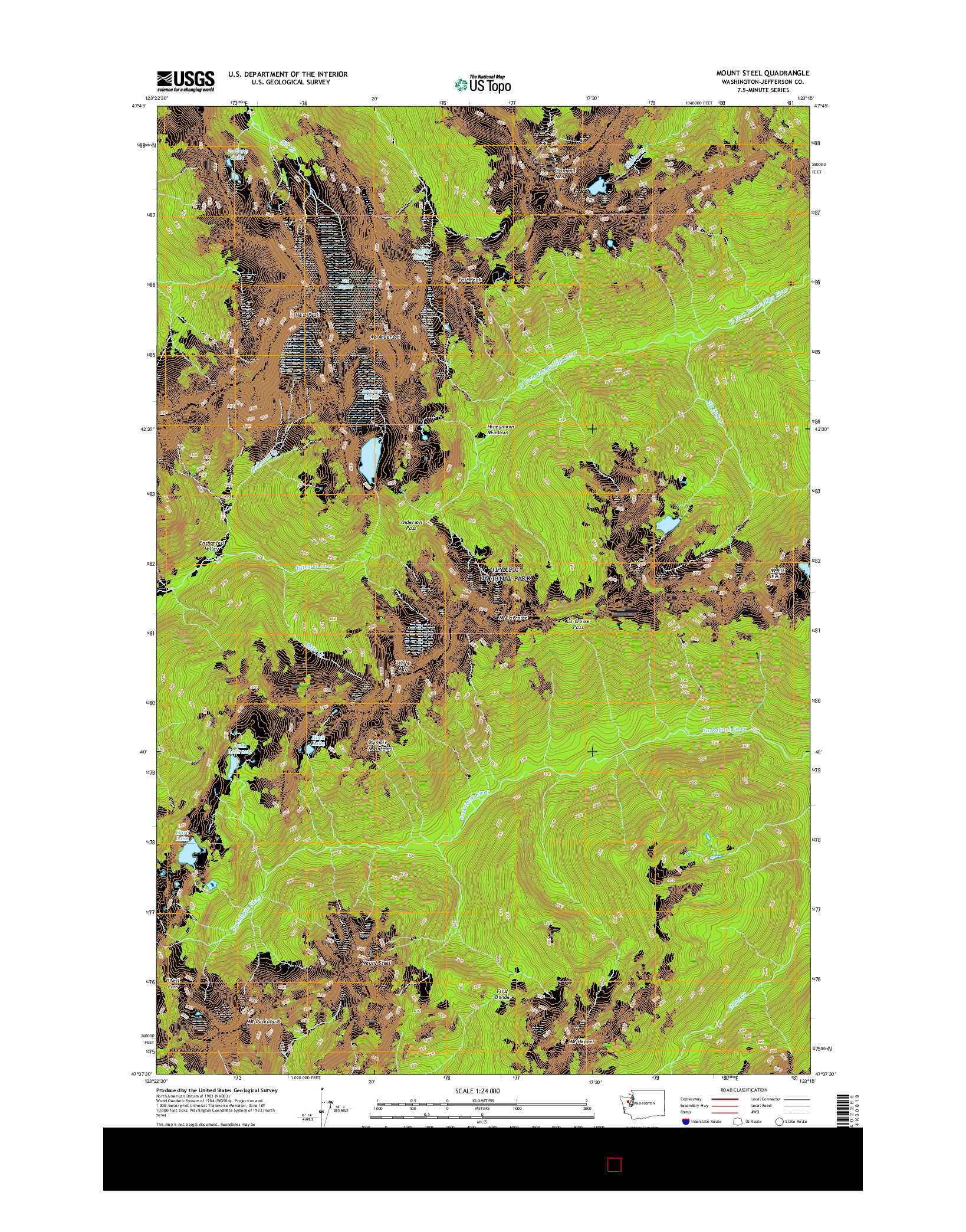 USGS US TOPO 7.5-MINUTE MAP FOR MOUNT STEEL, WA 2017