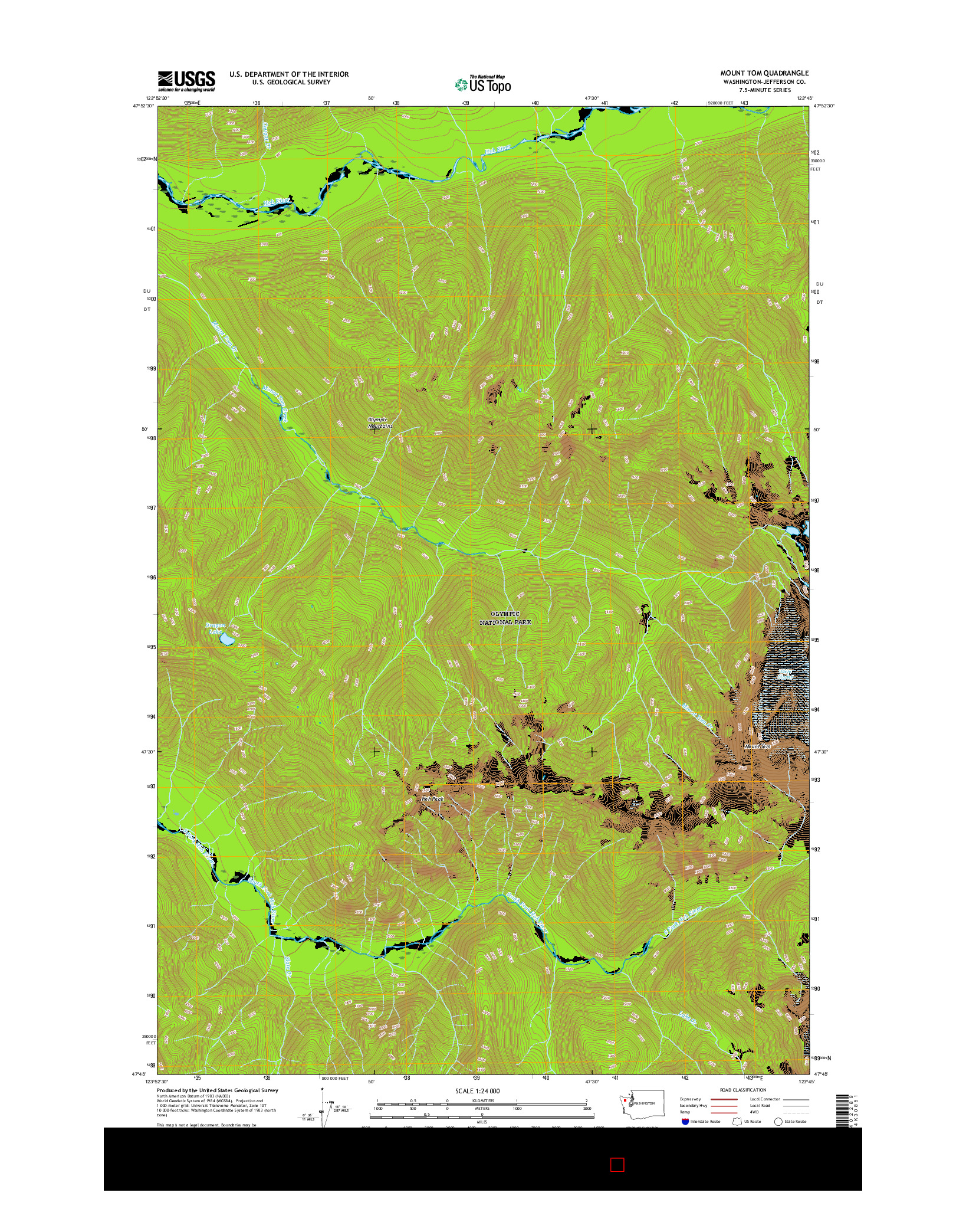 USGS US TOPO 7.5-MINUTE MAP FOR MOUNT TOM, WA 2017