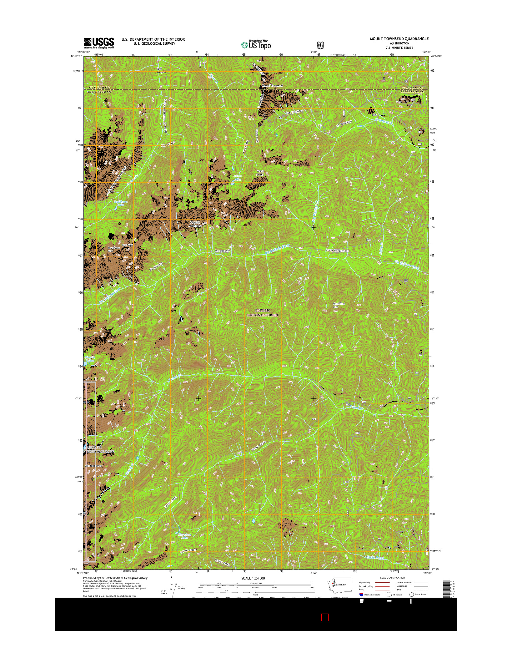 USGS US TOPO 7.5-MINUTE MAP FOR MOUNT TOWNSEND, WA 2017