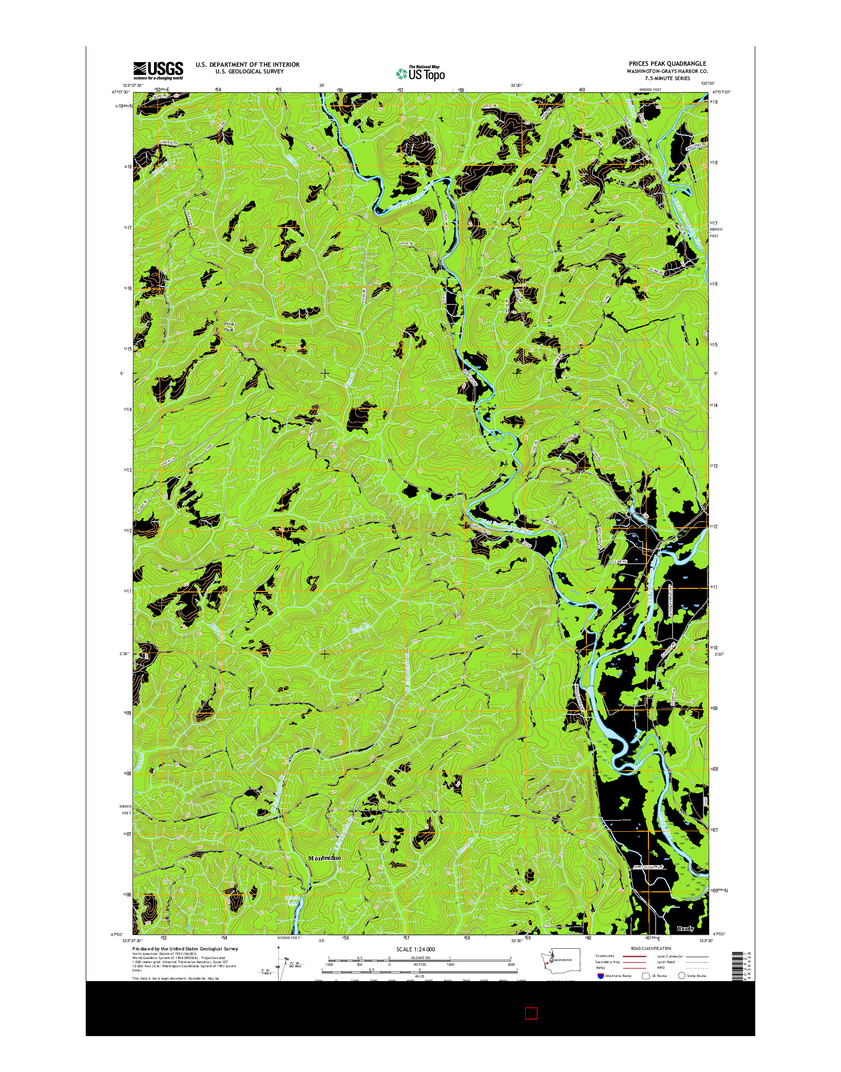 USGS US TOPO 7.5-MINUTE MAP FOR PRICES PEAK, WA 2017