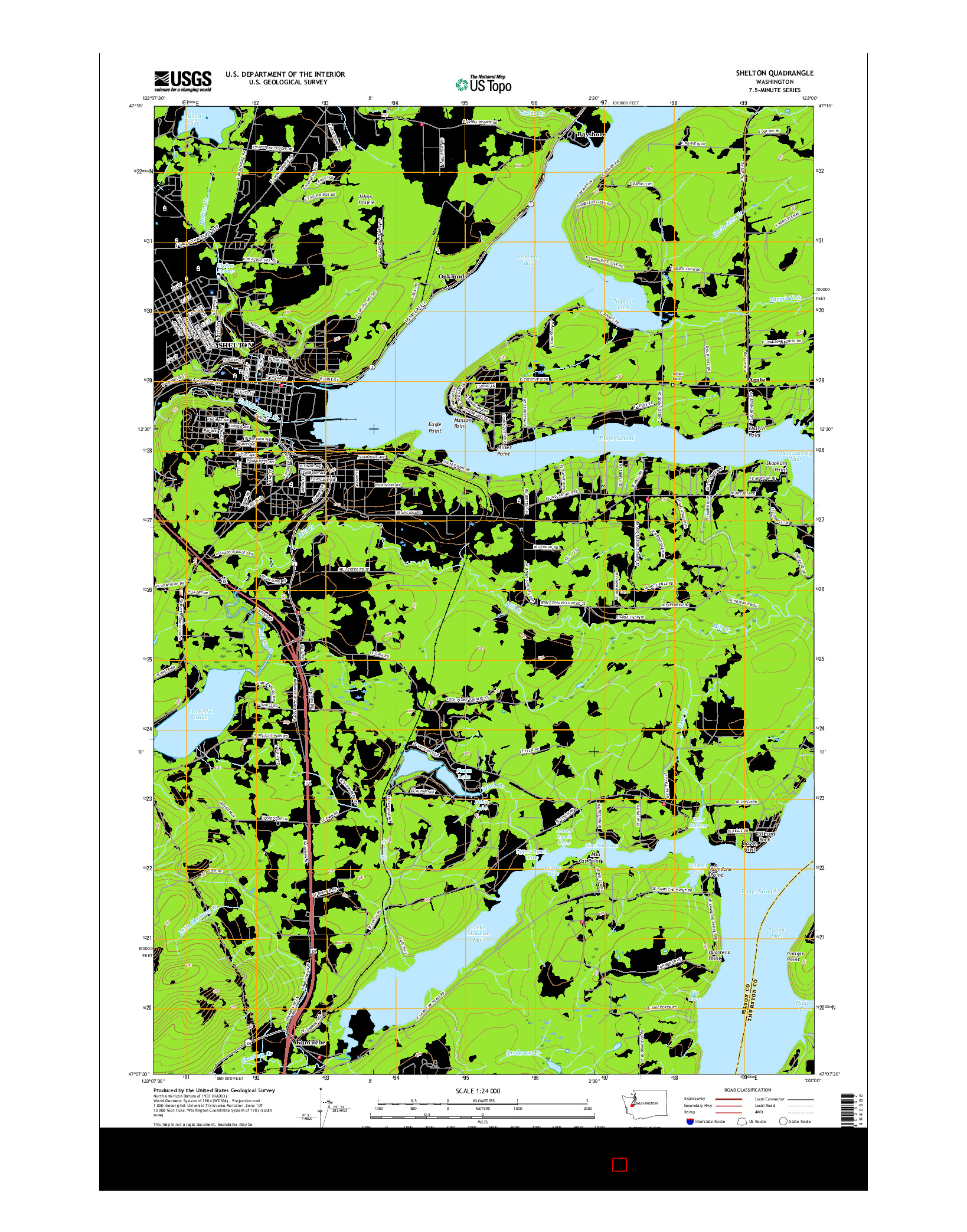 USGS US TOPO 7.5-MINUTE MAP FOR SHELTON, WA 2017