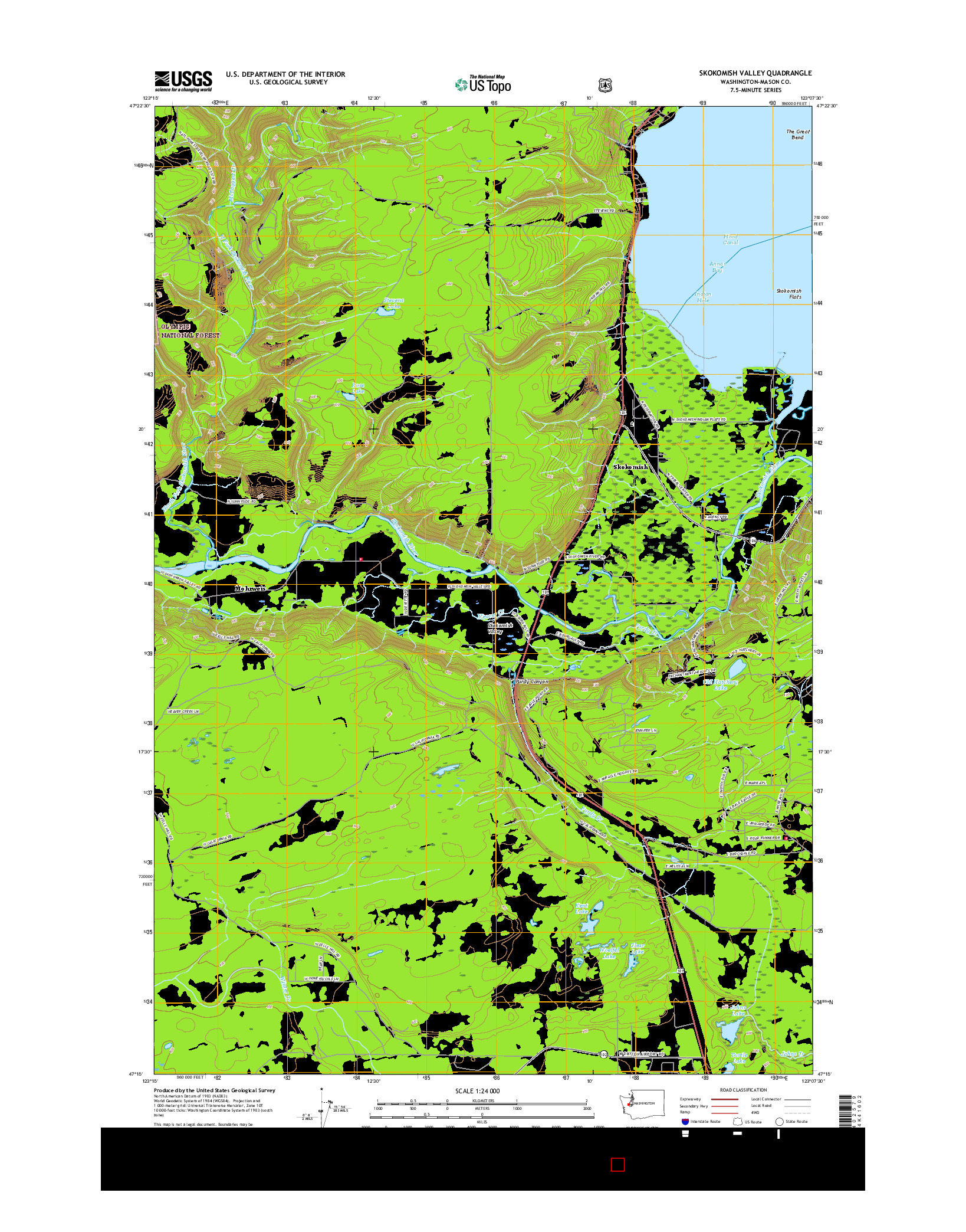 USGS US TOPO 7.5-MINUTE MAP FOR SKOKOMISH VALLEY, WA 2017