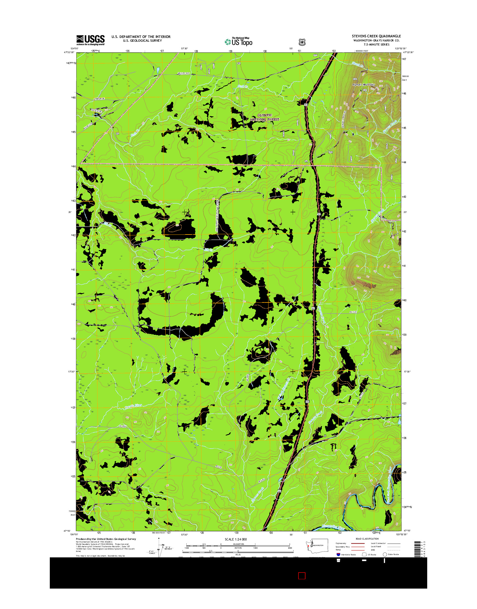 USGS US TOPO 7.5-MINUTE MAP FOR STEVENS CREEK, WA 2017